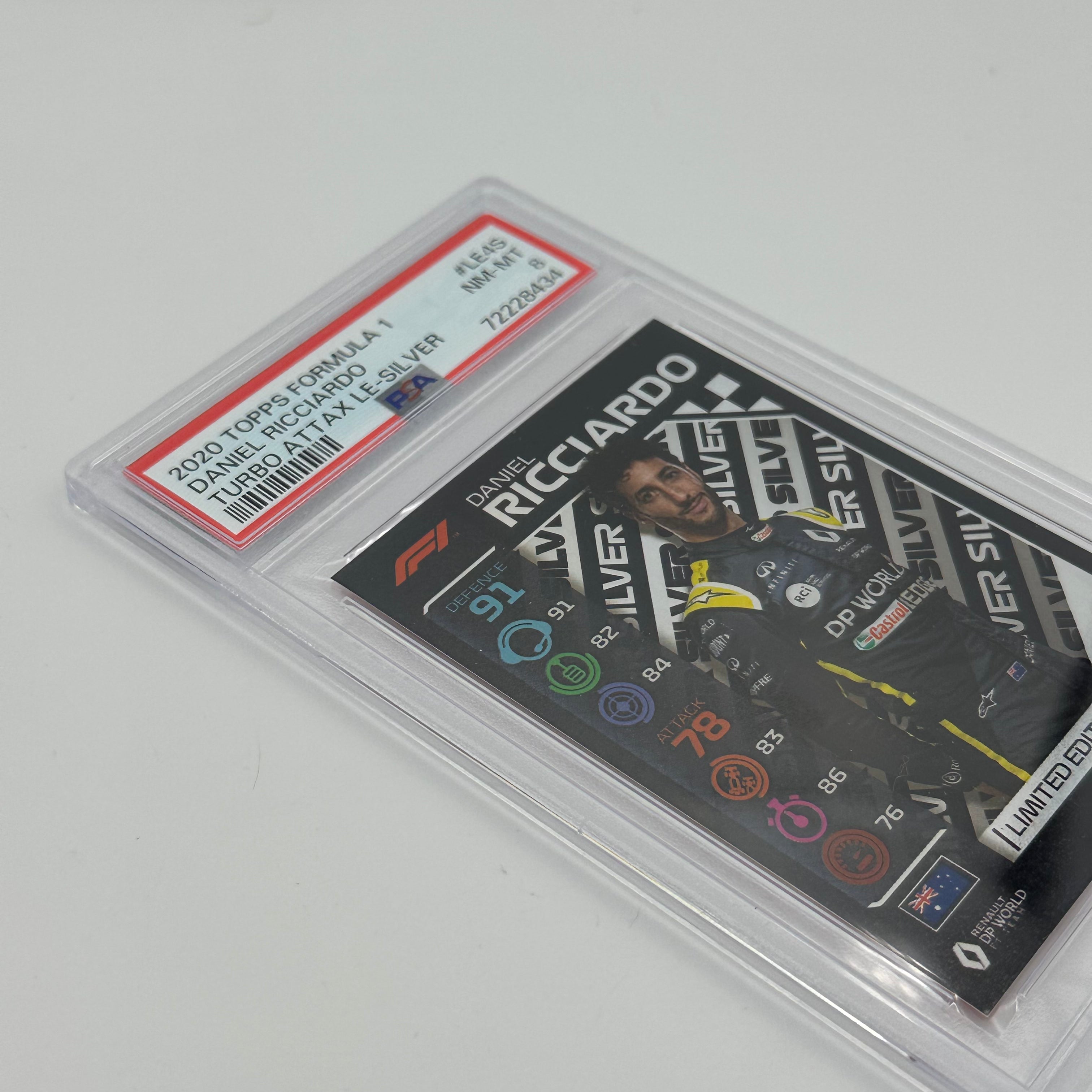 PSA 8 DANIEL RICCIARDO #LE4S LIMITED EDITION SILVER Trading Card - Perfect for Collectors, Sports Memorabilia Enthusiasts & Formula 1 Fans