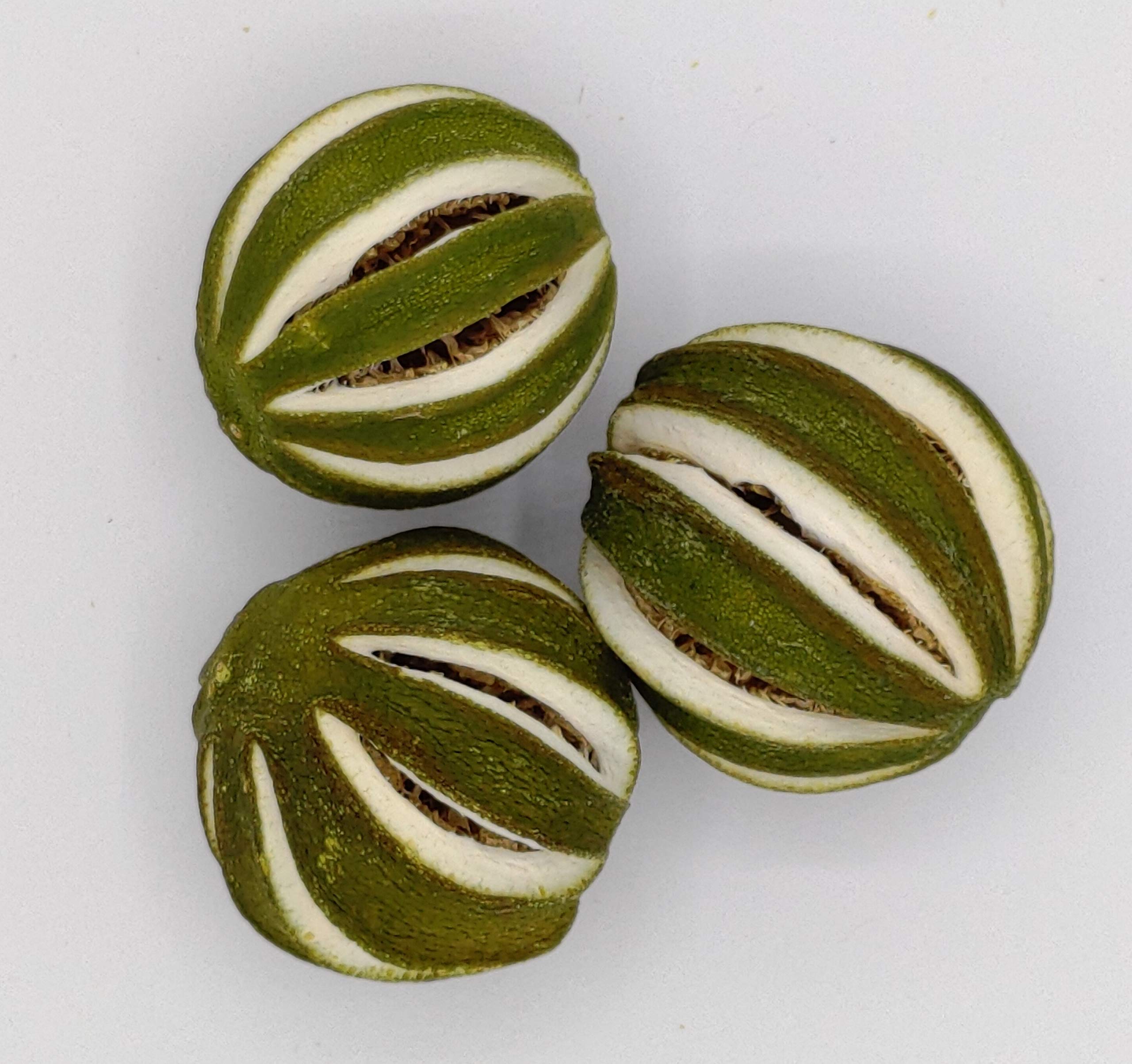 3 Dried Slit Whole Limes for Potpourri, Bowl Fillers & Home Decor - Perfect for Aromatherapy, Crafts, and Table Centerpieces