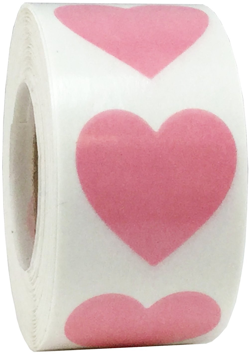 500 Transparent Pink Heart Stickers - 1 Inch Self-Adhesive Decals for Valentine's Day Cards, Scrapbooking, DIY Crafts & Planner Decorations