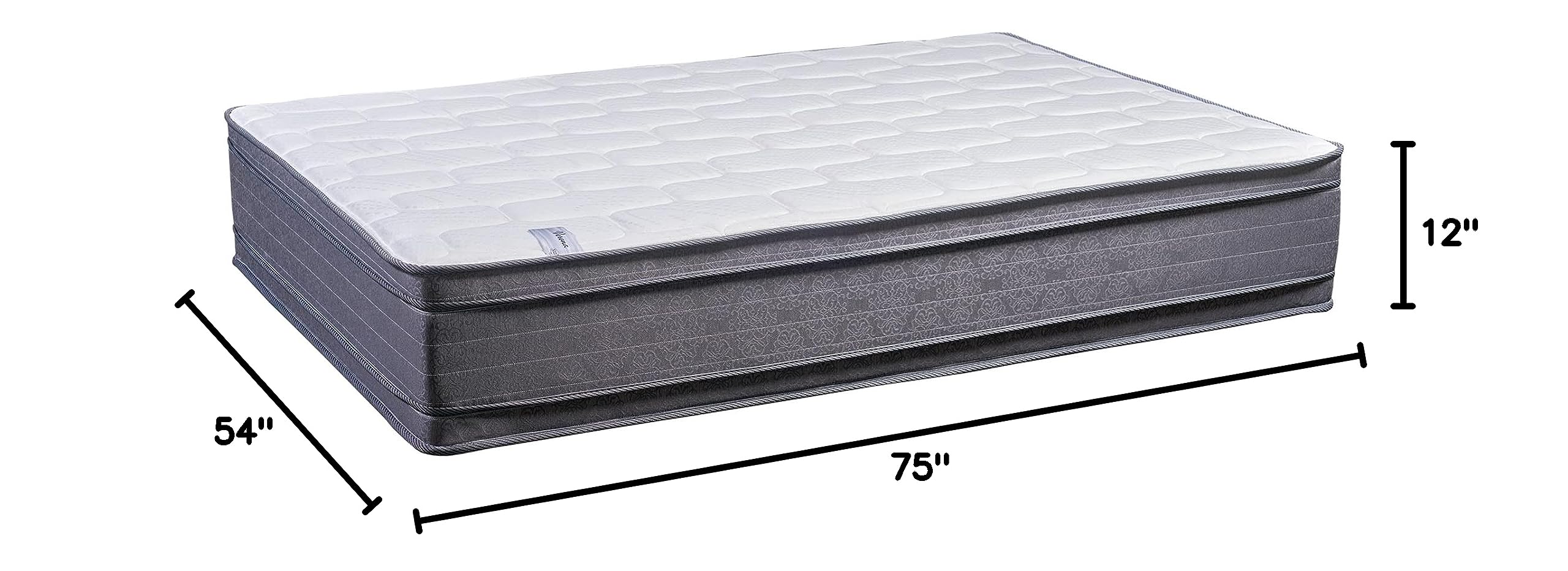 Treaton 12-Inch Double Sided Foam Encased Double Pillow Top Medium Plush Mattress - Full Size with Exceptional Back Support for Side & Back Sleepers - Perfect for Guest Rooms, Dorms & Apartments