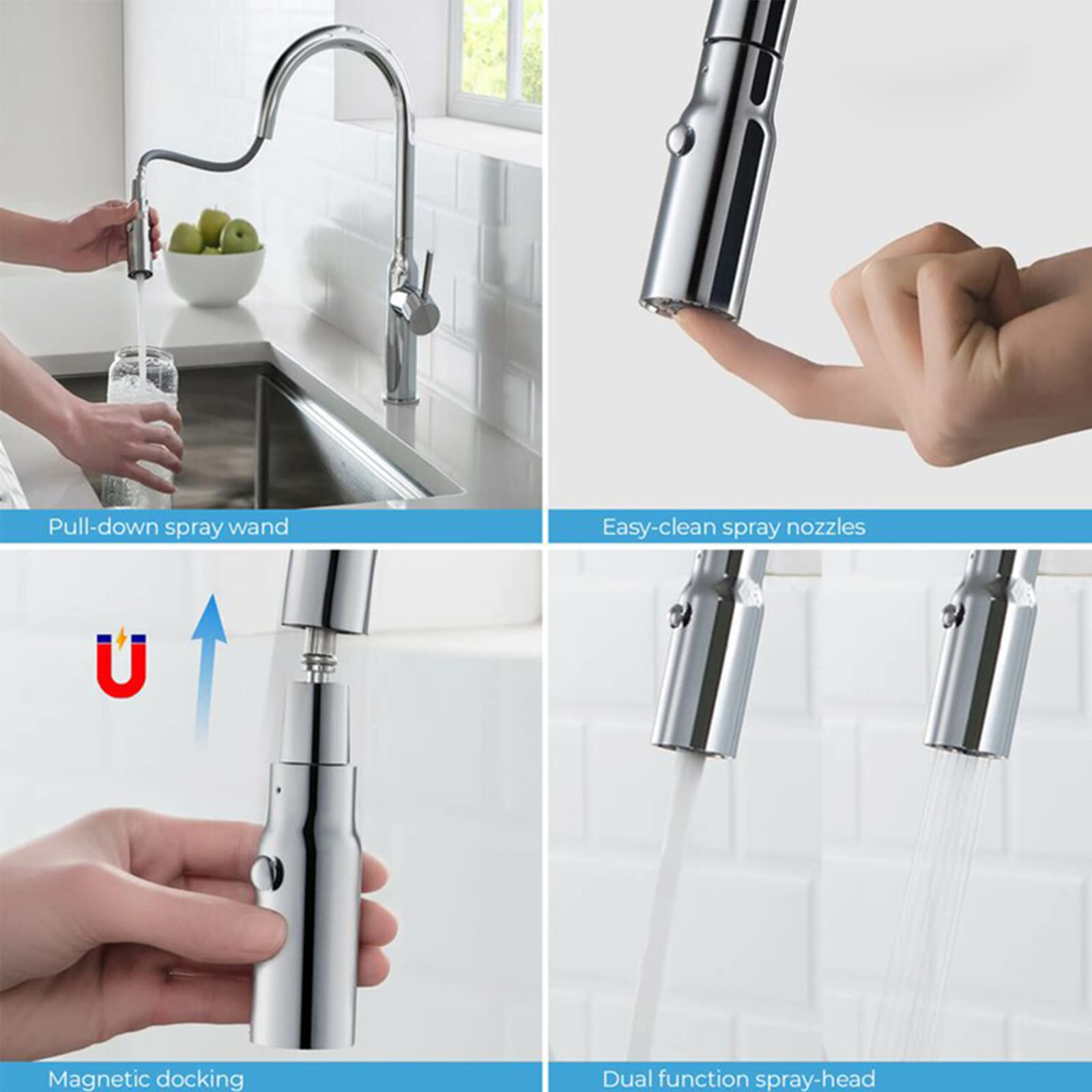 High Arc Single-Hole Kitchen Faucet with Pull Down Sprayer - Single Handle Hot & Cold Water Mixer Tap for Sink - Perfect for Modern Kitchens, Outdoor Bars & RV Use