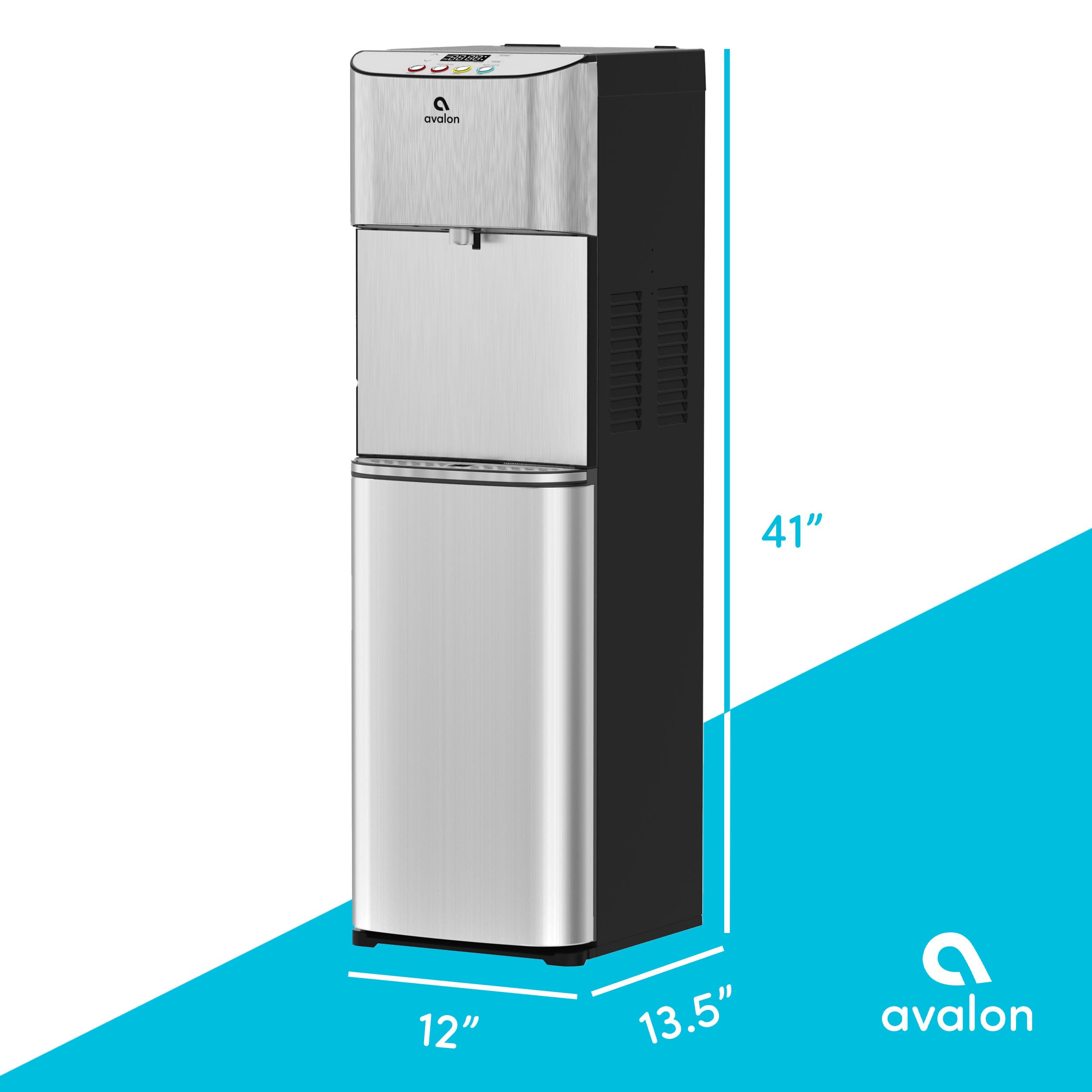 Avalon Electric Bottleless Water Cooler Dispenser - 3 Temperature Settings, Digital Display with Clock & Temp Control, Self-Cleaning Stainless Steel Water Dispenser for Home & Office Use
