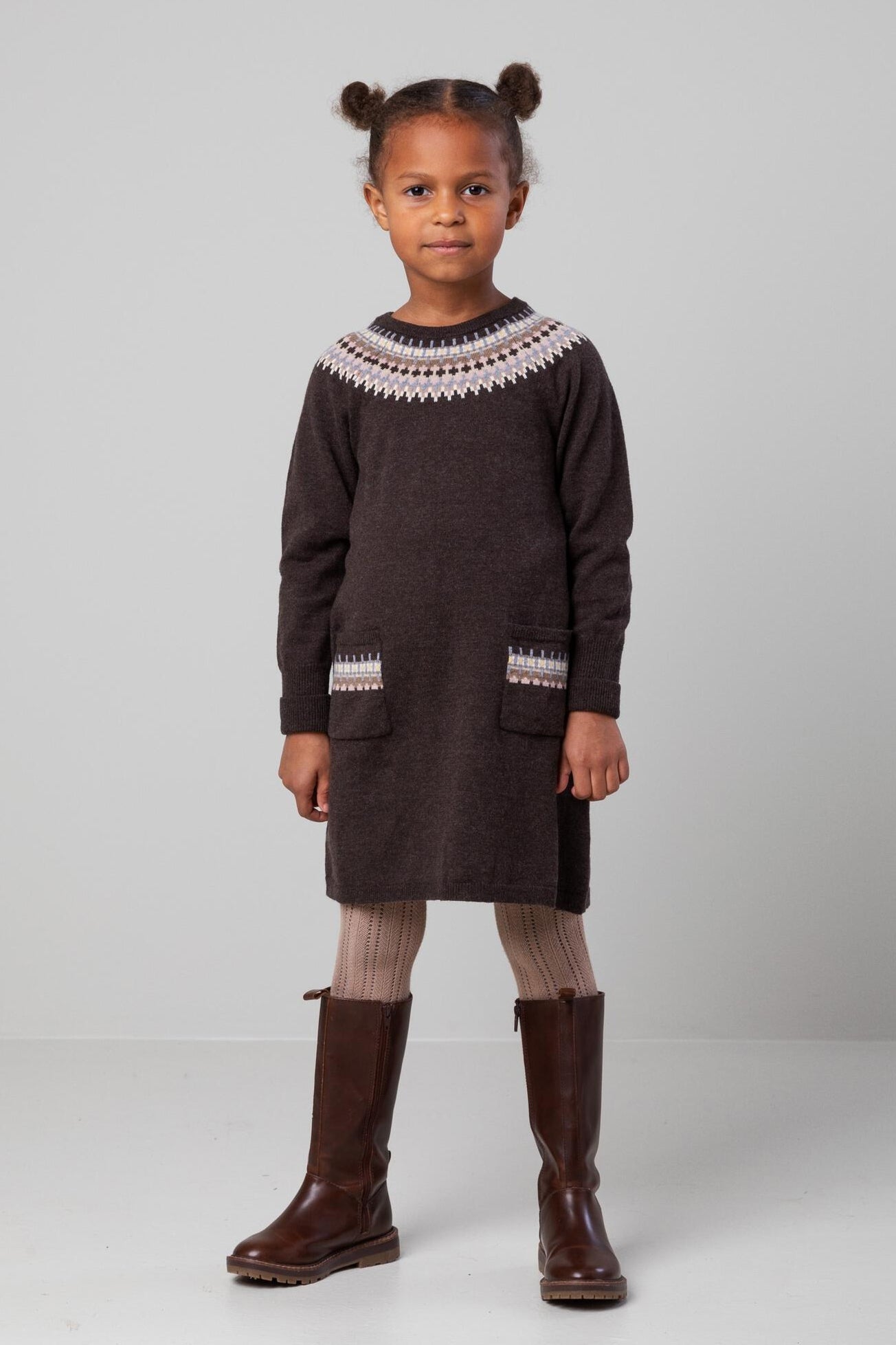MarMar Copenhagen Dante Girls Dress - Rose Brown Mix | Stylish & Comfortable Kids Outfit for Parties, School & Everyday Wear