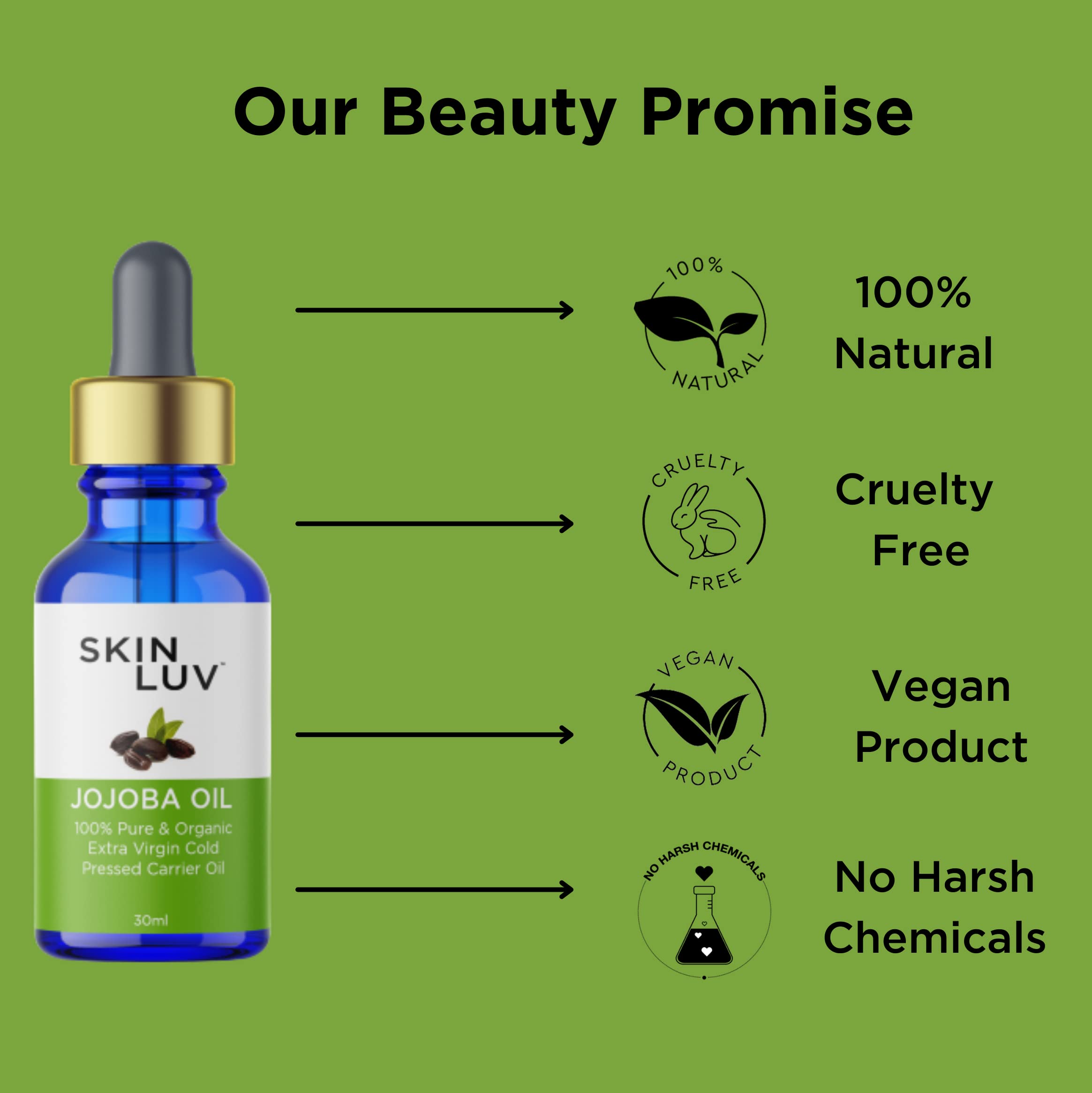 100% Pure Organic Jojoba Oil Extra Virgin Cold Pressed - Natural Acne Treatment, Anti-Aging Face Oil & Hair Growth Serum | Carrier Oil for Skin & Hair Care | 30ml Bottle for Daily Moisturizing & Massage
