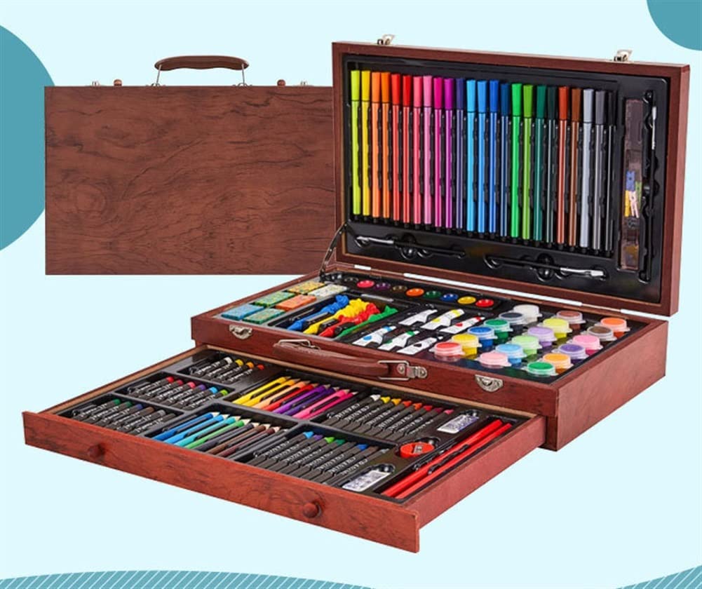 130-Piece Deluxe Wooden Art Painting and Drawing Set - Complete Art Supplies Kit for Kids & Adults - Perfect for Sketching, Watercolor, Oil Painting & DIY Crafts