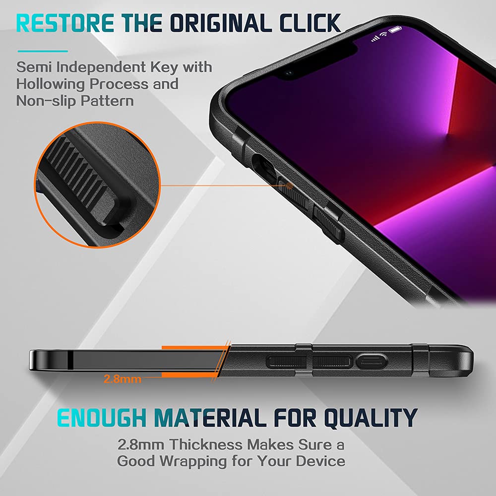 Rugged Shockproof iPhone 13 Pro Max Case (6.7 Inch) - Heavy Duty TPU Tactical Cover with 8ft Drop Protection, Military Grade Armor - Dark Black | Perfect for Outdoor Adventures, Construction Work & Extreme Sports