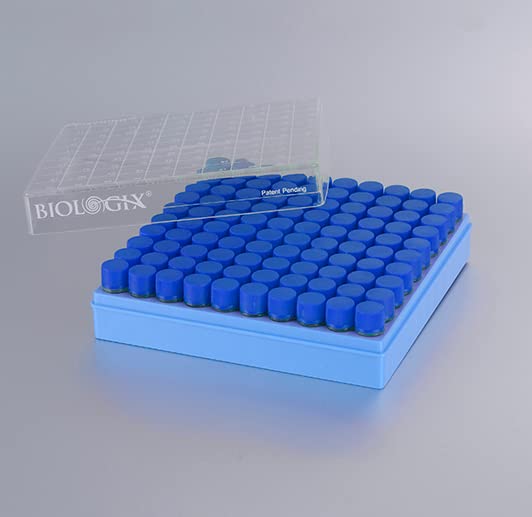 1.5ml Cryovial Tubes with 2D Barcode - 100-Well Cryogenic Storage Box (6 Bags/Pack) - Ideal for Lab Sample Organization & Biobanking