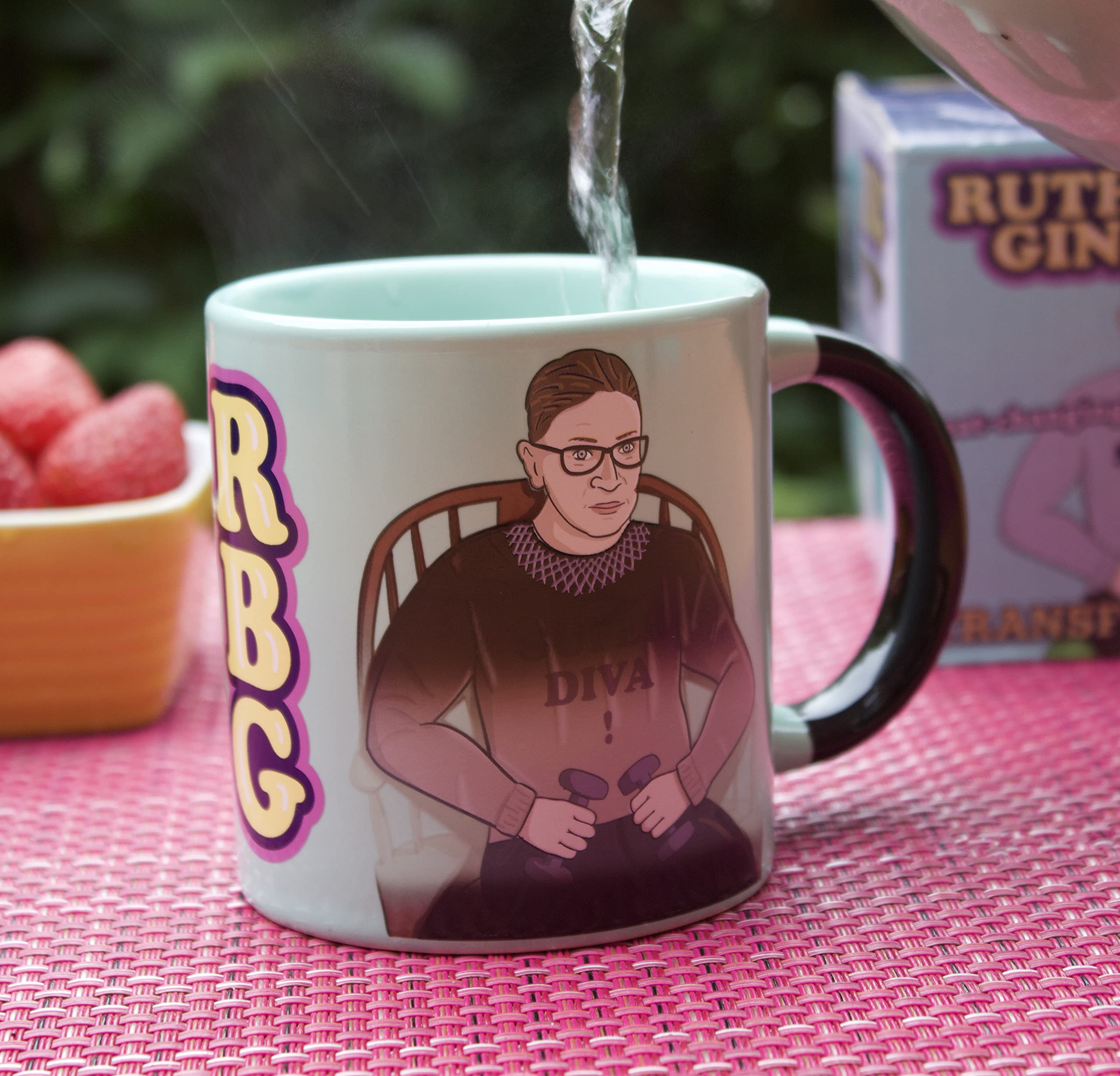 Ruth Bader Ginsburg Heat Changing Mug - RBG Transformation Coffee Cup (Changes from Judicial Robes to Workout Gear) - Perfect Gift for Supreme Court Fans & Coffee Lovers - Office, Home & Lawyer Gifts