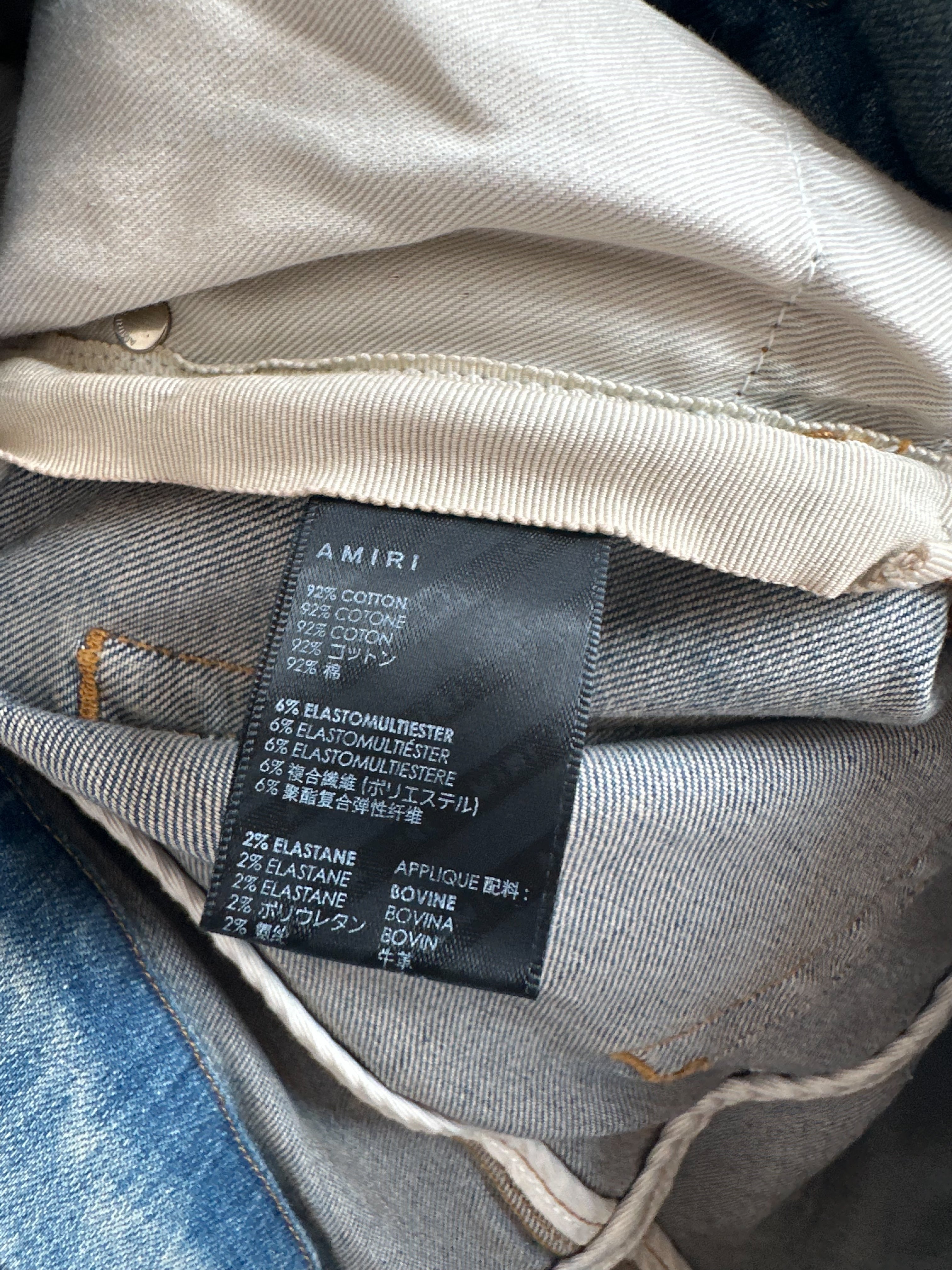 Amiri Clay Indigo Camouflage Core Applique Logo Jeans for Men - Premium Designer Denim Pants for Casual Wear & Street Style Fashion