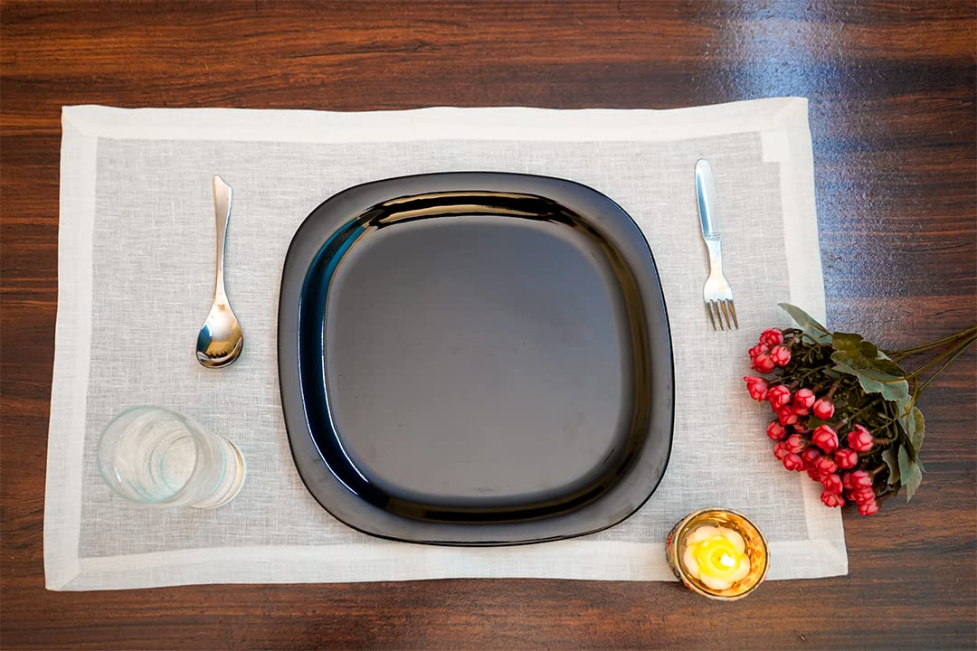 Premium 100% French Flax Linen Placemats Set of 12 (14x19 Inch) - Stone Washed for Softness & Durability, Heat Resistant Table Mats for Dining Room Decor - White   Perfect for elegant dinner parties, daily family meals, and enhancing your farmhouse or modern table setting.
