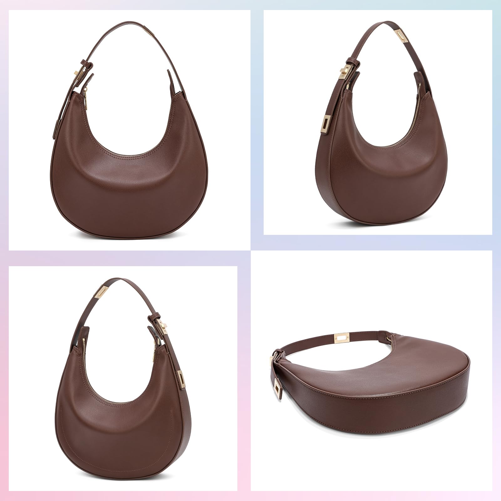 3-Way Adjustable Shoulder Handbag for Women - Waterproof Leather Crossbody Bag with Zip Closure, Hobo Purse & Clutch | Perfect for Work, Travel & Everyday Use