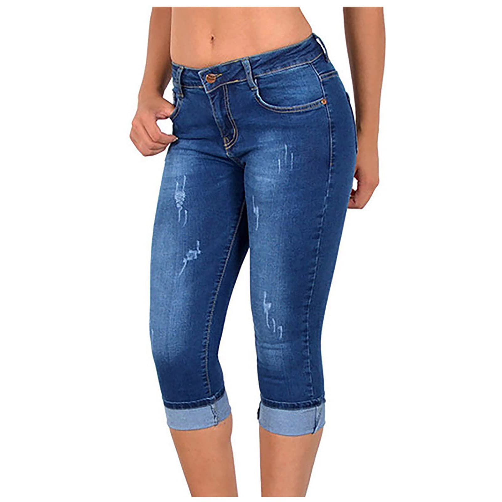 Women's Plus Size High Waisted Denim Shorts - Lace-Up Solid Color Jeans Shorts for Casual Wear & Summer Outfits | Comfortable Fashion Pants