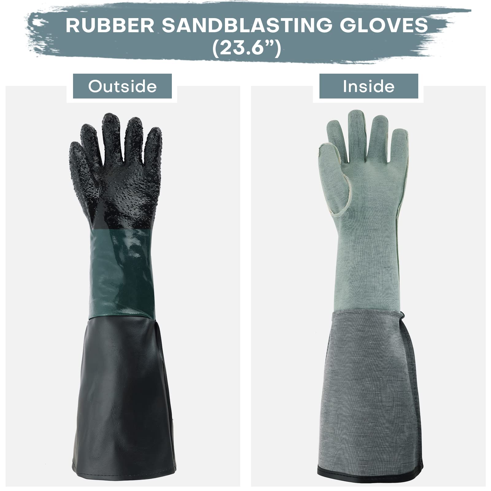 Rubber Sandblasting Gloves 23.6