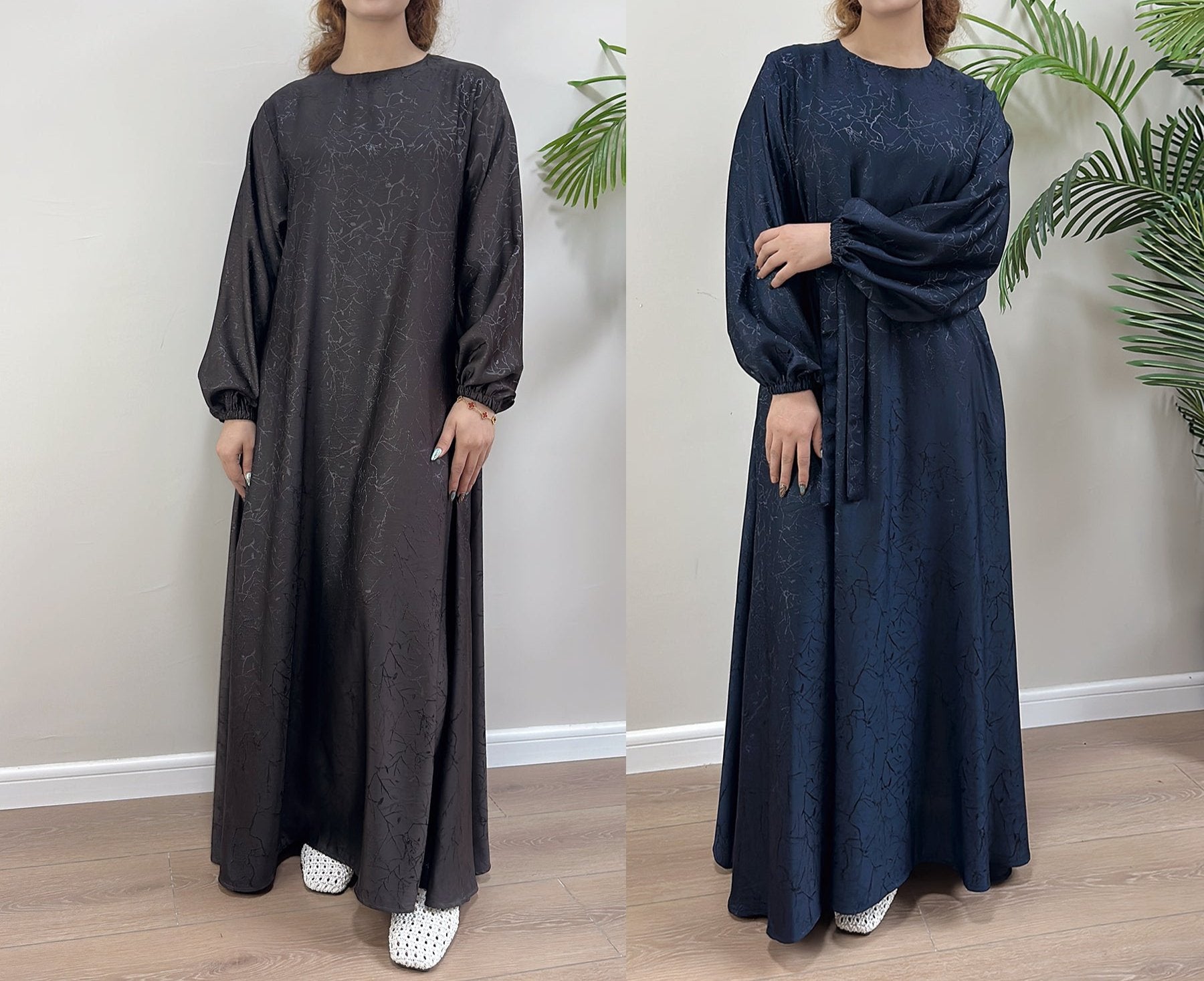 Elegant Maura Textured Abaya with Adjustable Belt - Modest Islamic Dress for Women - Perfect for Prayer, Eid, and Special Occasions