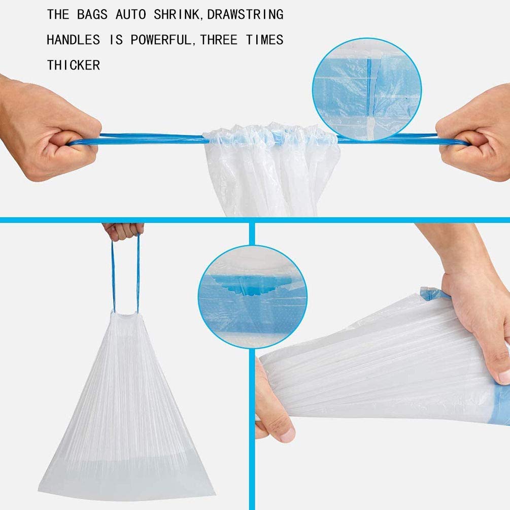 1.2 Gallon Small Trash Bags - 80 Count White Auto-Shrink Garbage Can Liners for Bathroom, Bedroom, Kitchen & Home Use | Perfect for Small Waste Bins, Office Desks, and Dorm Rooms