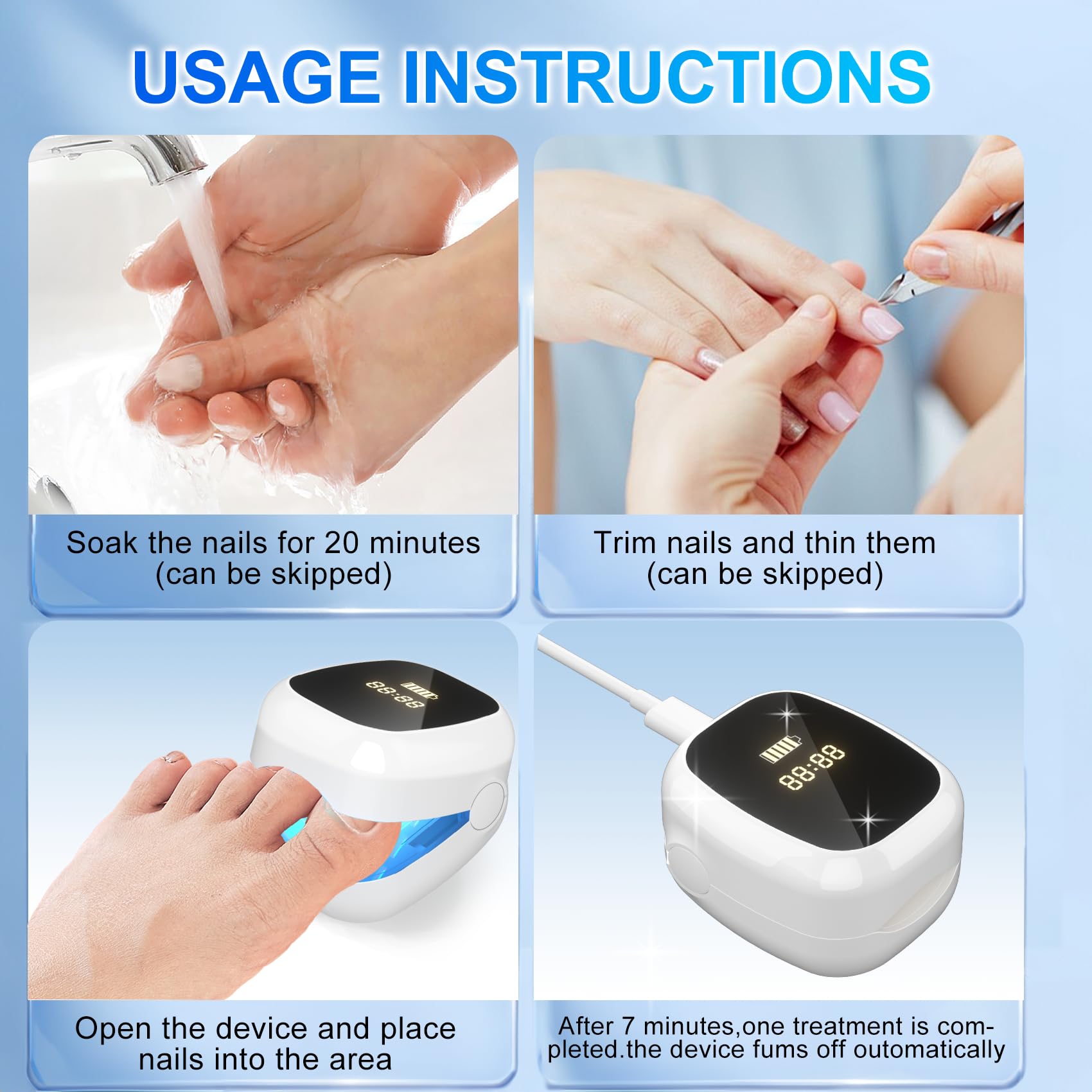 Best Nail Fungus Laser Treatment Device with LED Light - FSA/HSA Eligible for Toenail & Fingernail Fungal Infections - Effective Home Remedy for Healthy Nails
