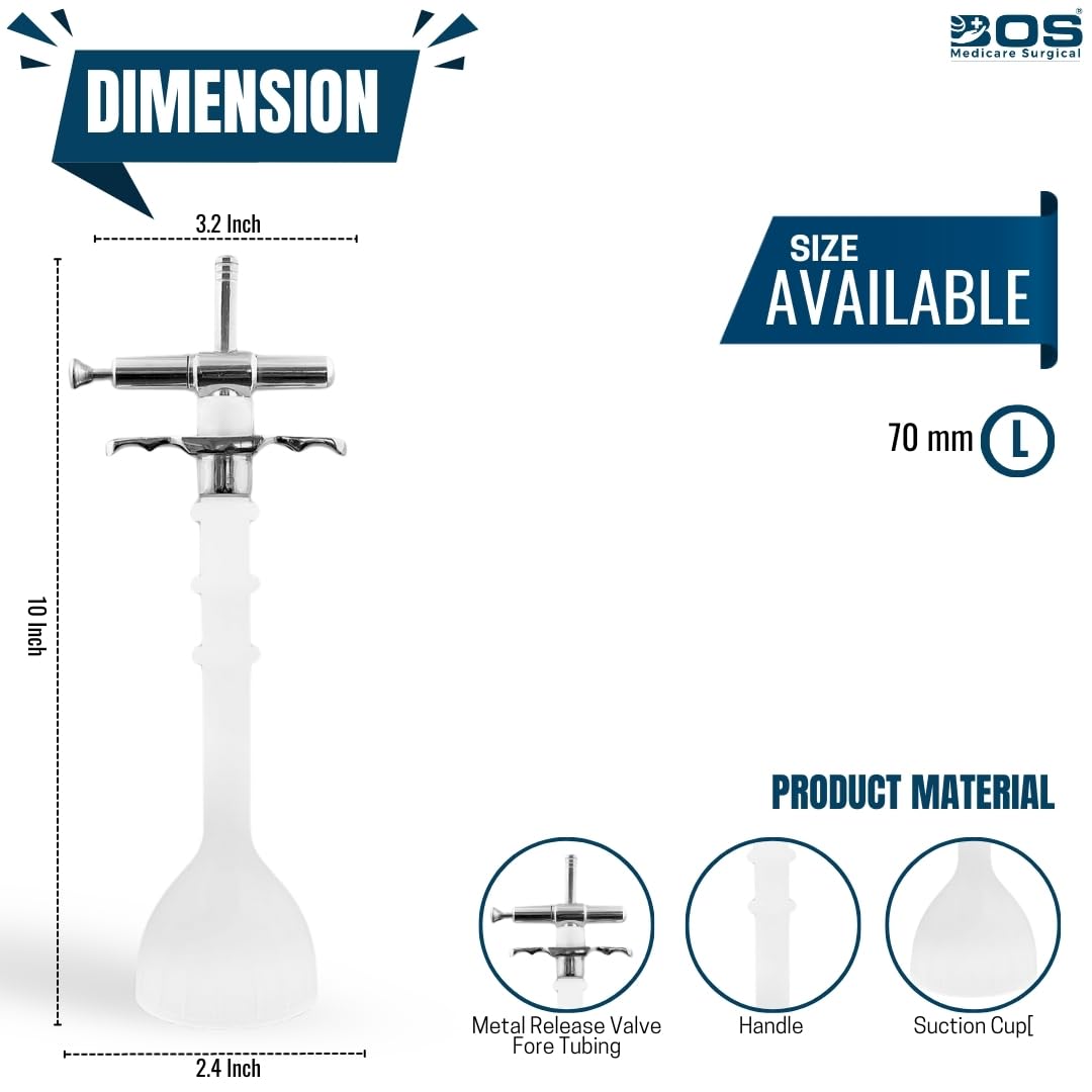 Bos Medicare Surgical Silicone Vacuum Ventouse Suction Delivery Cup - 70mm Large Size for Gynecology & Obstetrics - Ideal for Assisted Vaginal Deliveries & Labor Support