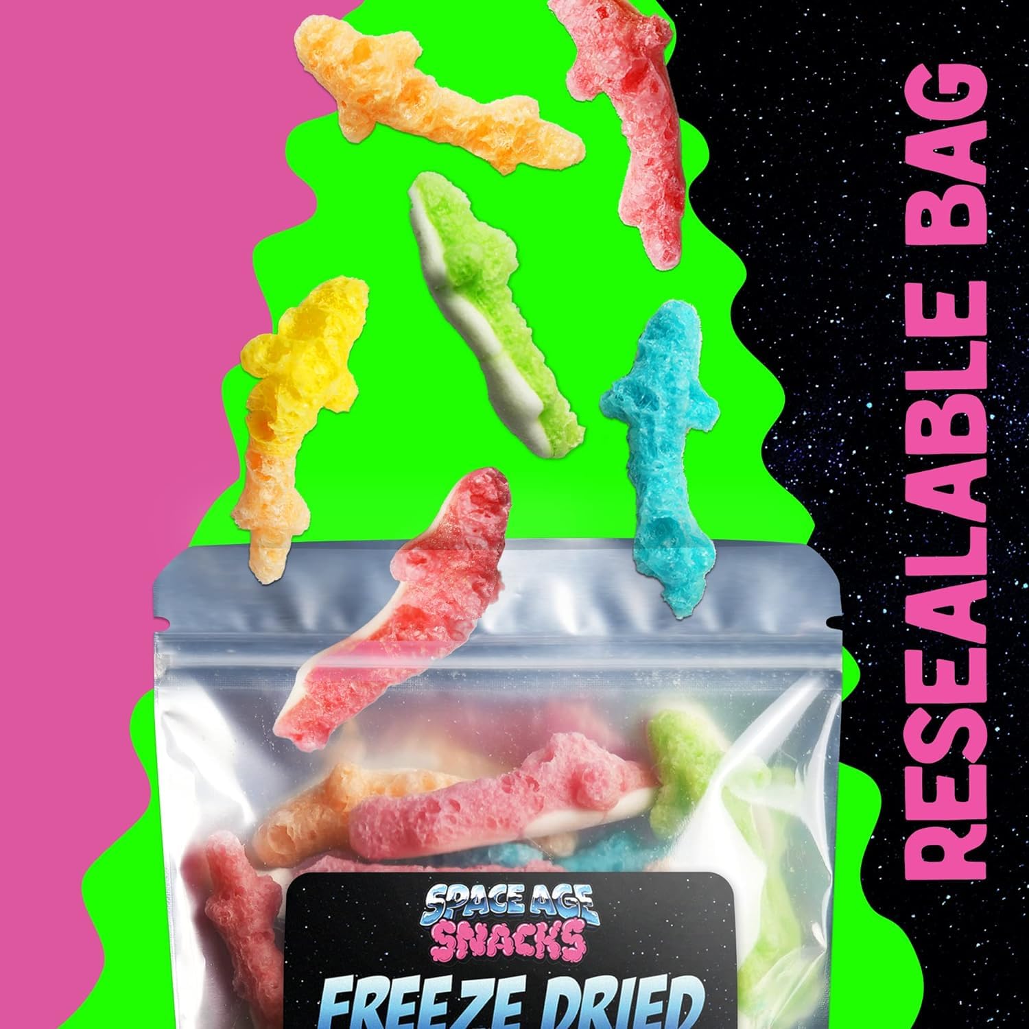 Freeze Dried Gummy Sharks Candy - Premium 3oz Snack for All Ages - Perfect for Parties & Gifts