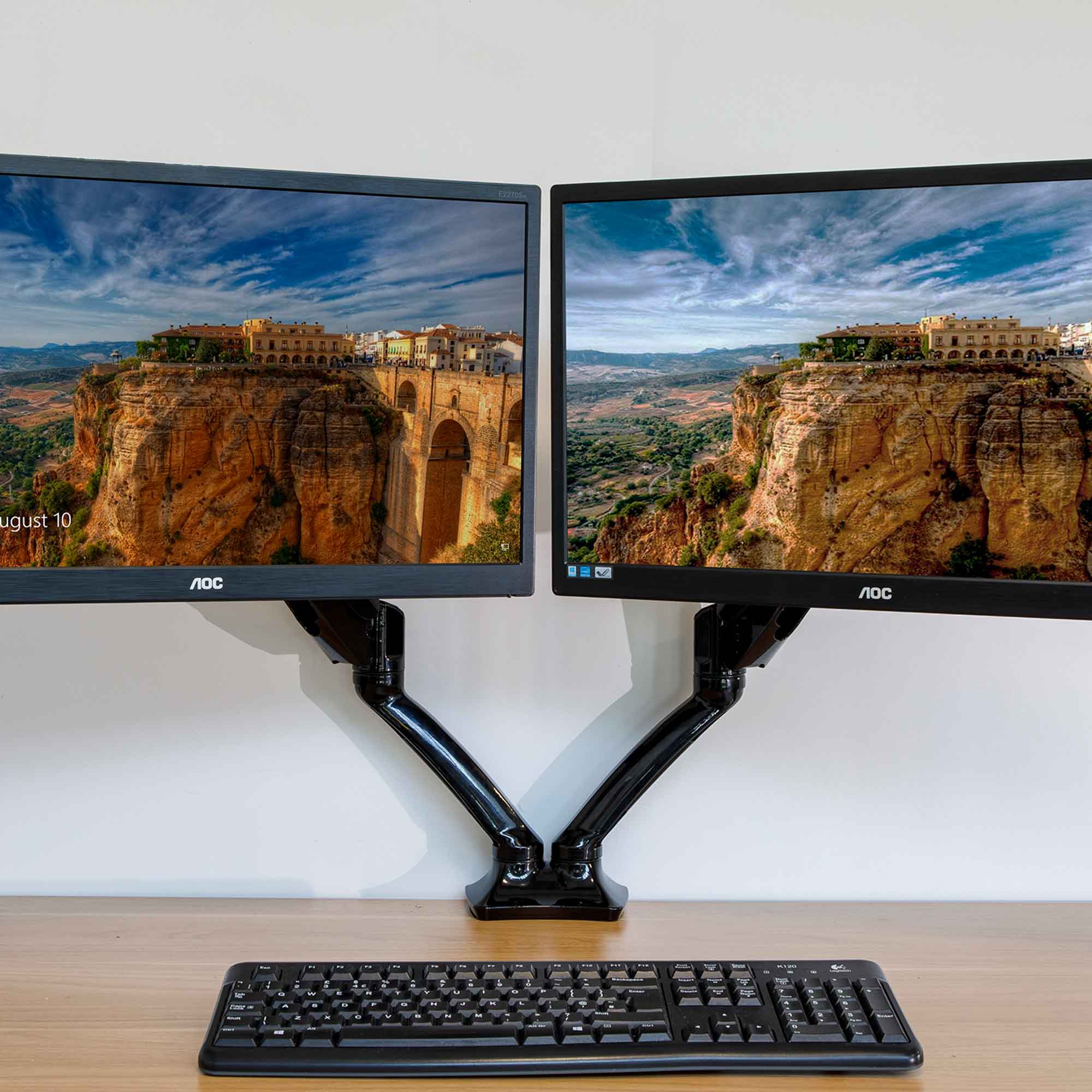 Dual Monitor Mount Stand - Adjustable & Rotating Arms for 10-27 Inch Screens, Heavy Duty 9kg Load Capacity, Black (DH25) - Perfect for Home Office, Gaming Setup & Workspace Ergonomics