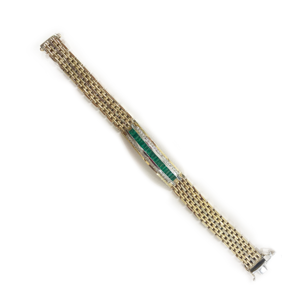 14K Two-Tone Gold Men's Emerald Bracelet for Gifts, Anniversary & Special Occasions - Durable & Stylish Jewelry for Everyday Wear