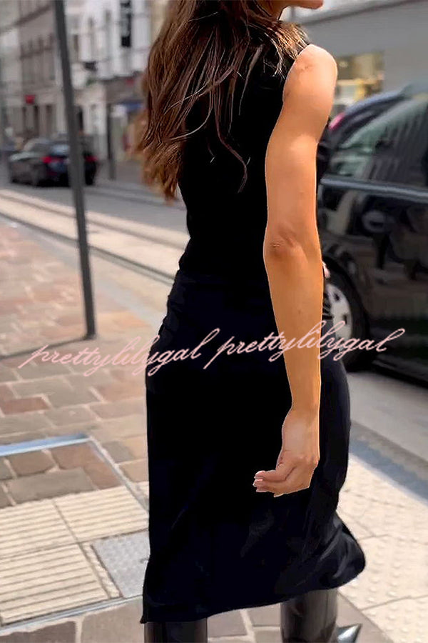 Zella Women's Round Neck Sleeveless Tie Waist Tank Midi Dress for Summer, Casual, Work & Special Occasions