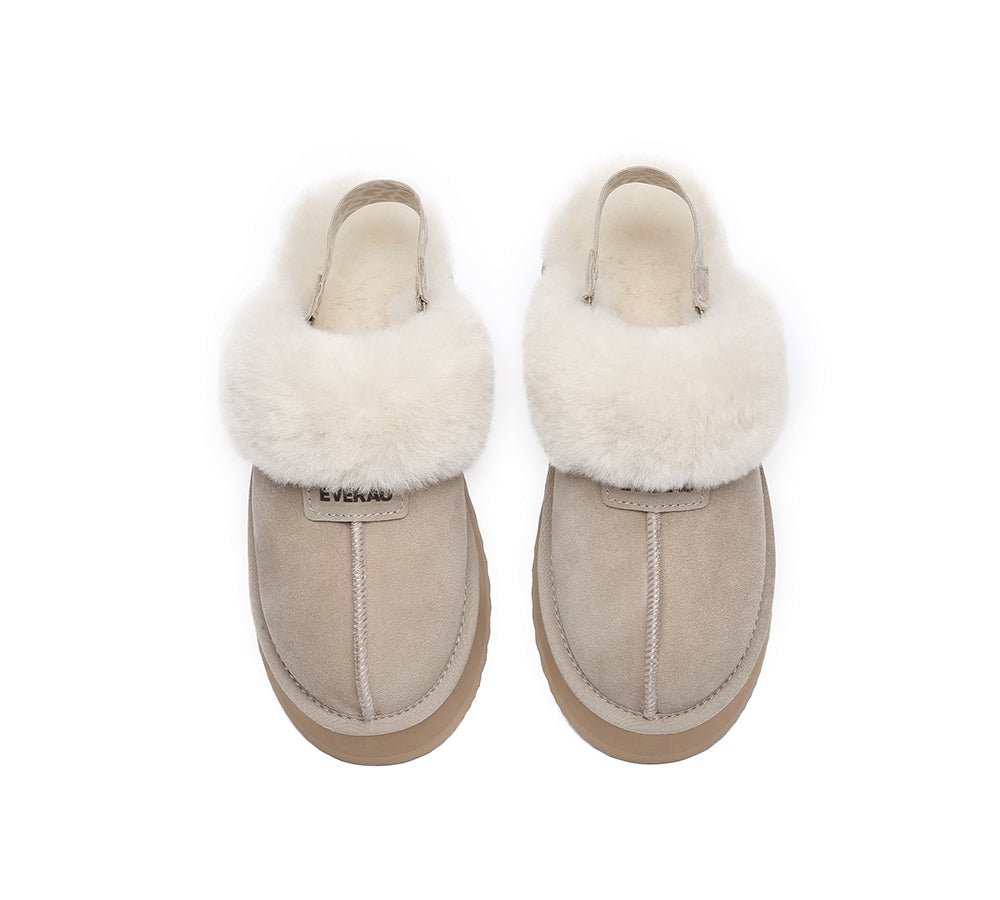 EVERAU® Women's 2-Way Strap Slingback Platform Slippers - Removable Adjustable UGG Style Comfort Slides for Indoor/Outdoor Wear - Perfect for Home, Office, and Casual Outings