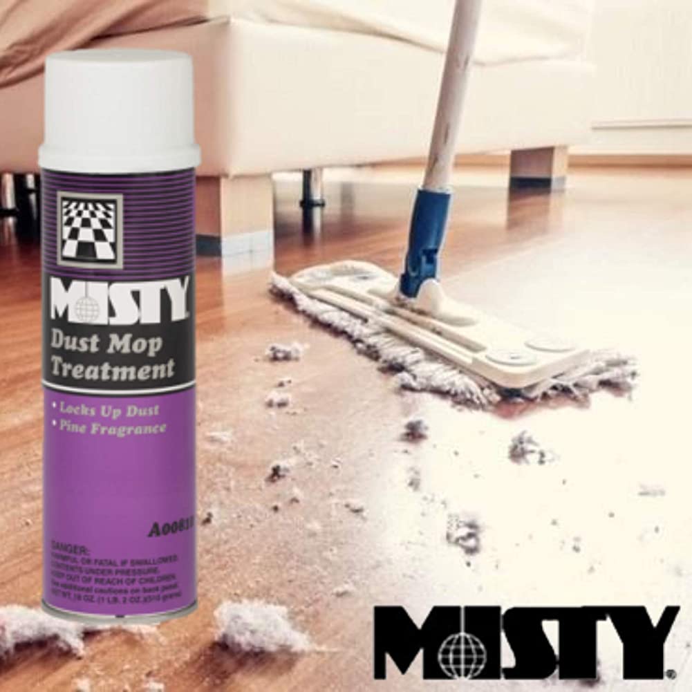 MISTY Dust Mop Treatment Spray - 18oz (Pack of 12) - Professional Janitorial Grade Dust Magnet Spray for Floors - Ideal for Commercial Cleaning, Hospitals, Schools & Office Maintenance