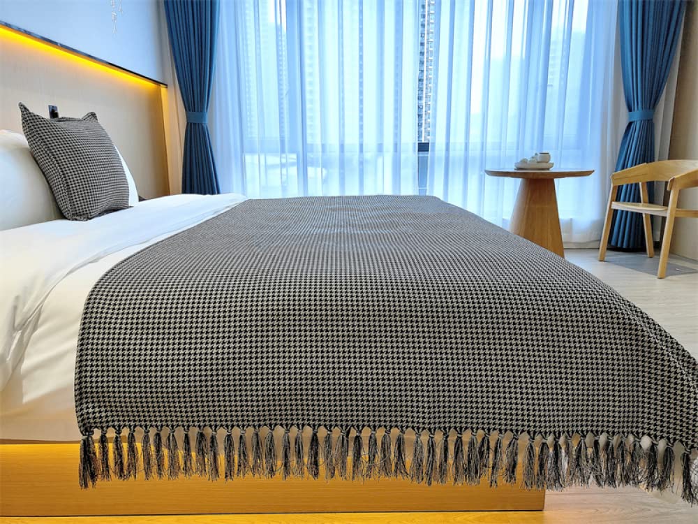 Luxury Tassel Bed Runner Scarf - Elegant Bed End Towel for Queen & King Size Beds - High-End Bed Foot Decor for Master Bedroom & Guest Room - Perfect for Wedding, Hotel & Home Decor