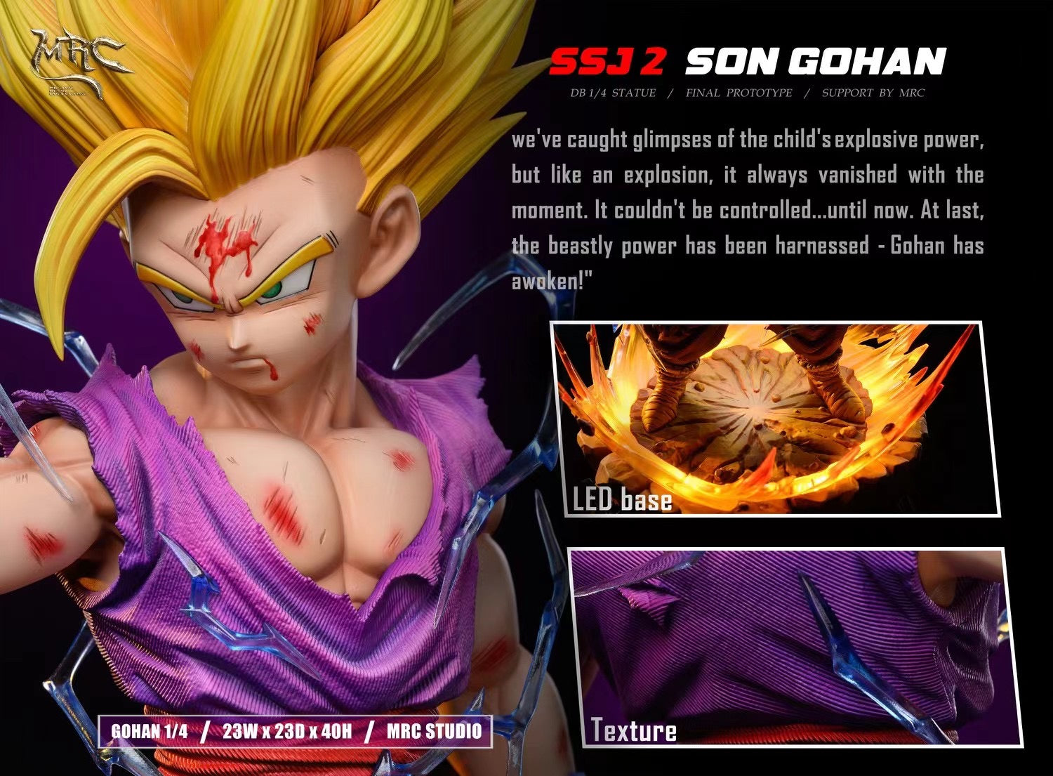 MRC Studio Super Saiyan 2 Gohan Action Figure - Dragon Ball Z Collectible Toy for Anime Fans | Perfect for Display, Cosplay, and Gift Giving