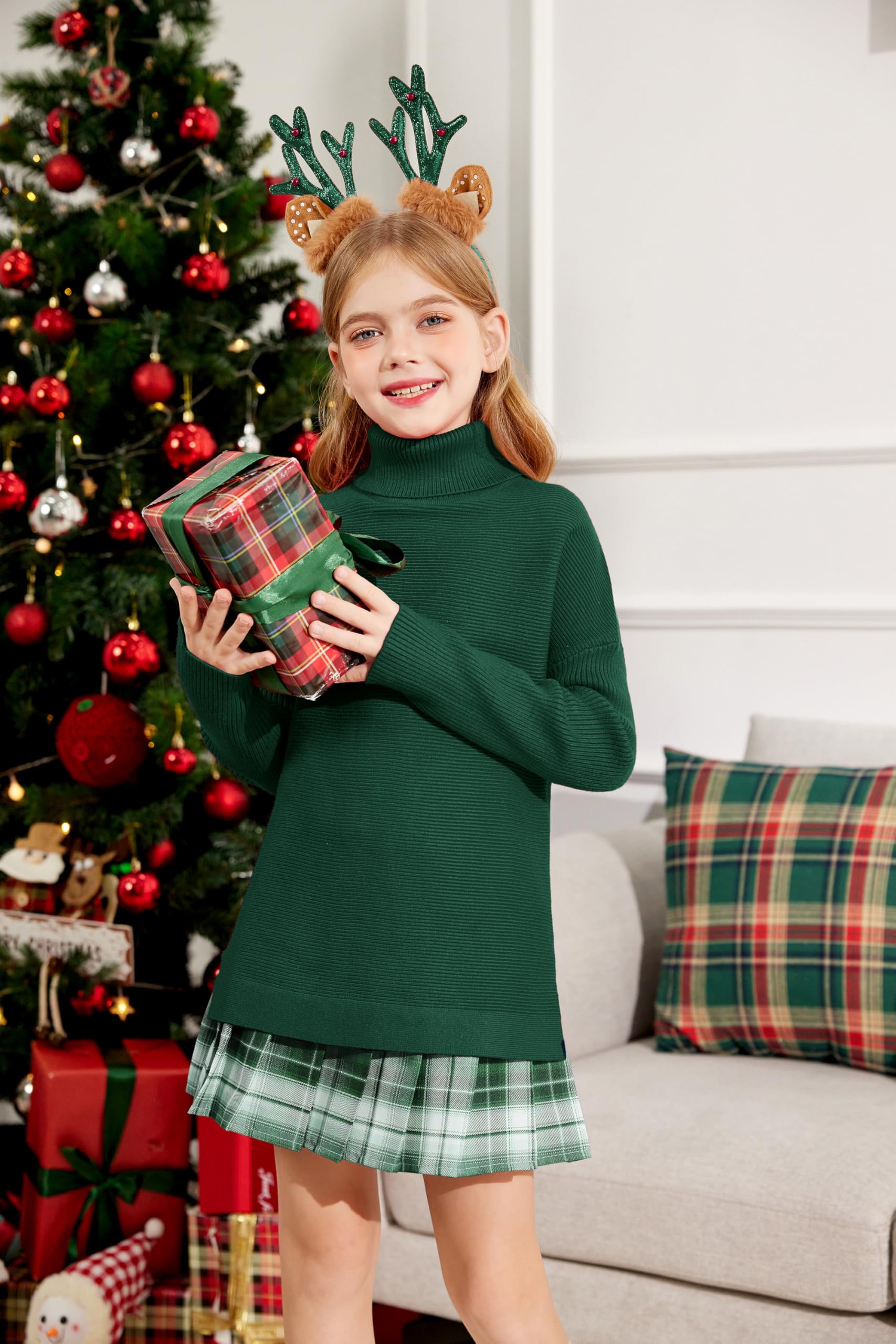 Arshiner Girls Chunky Knit Turtleneck Sweater - Long Sleeve Pullover Jumper Top for Kids | Warm Winter Wear, School Outfits & Casual Fashion