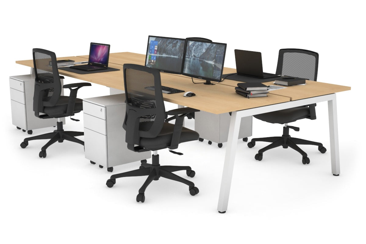 Quadro 4-Person Office Workstation Desk - 1200L x 700W Dimensions - Perfect for Team Collaboration, Open Office Spaces & Coworking Environments