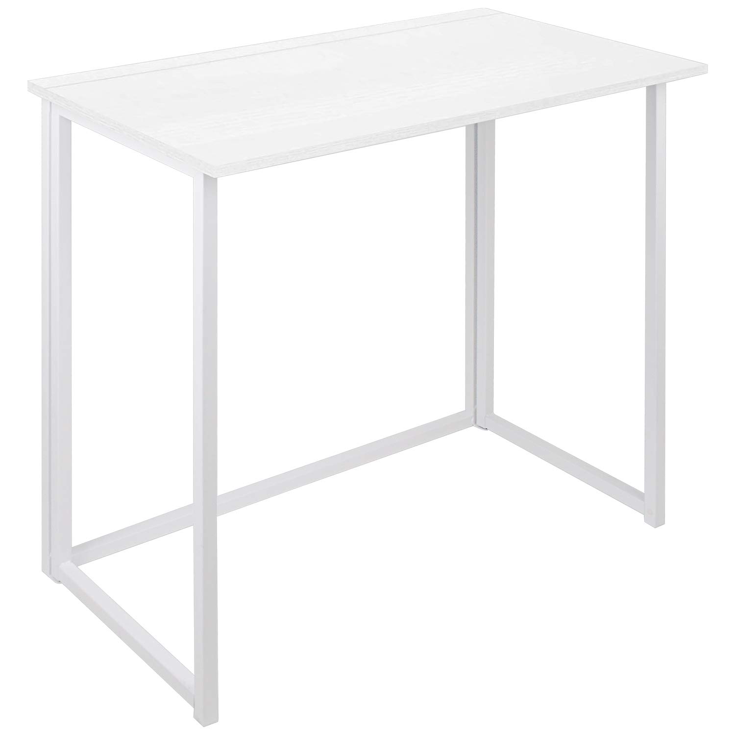 Foldable Computer Desk for Small Spaces - No Assembly Space Saving Home Office Desk, Compact Laptop Table & Writing Desk for Study, Reading & Work (White) - Perfect for Apartments, Dorms & Tiny Homes
