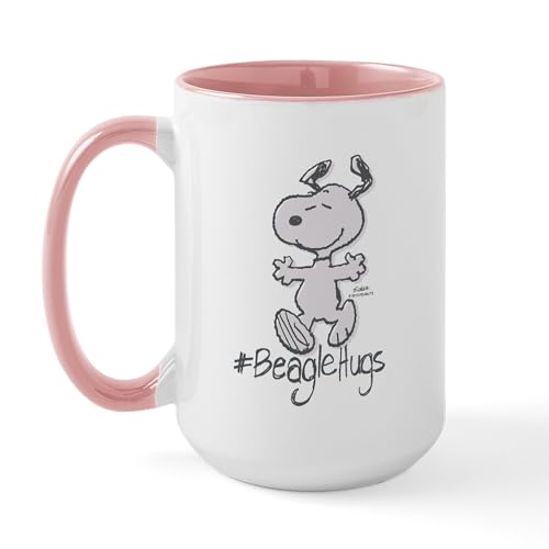 White/Pink Inside - Snoopy Beagle Hugs Mugs