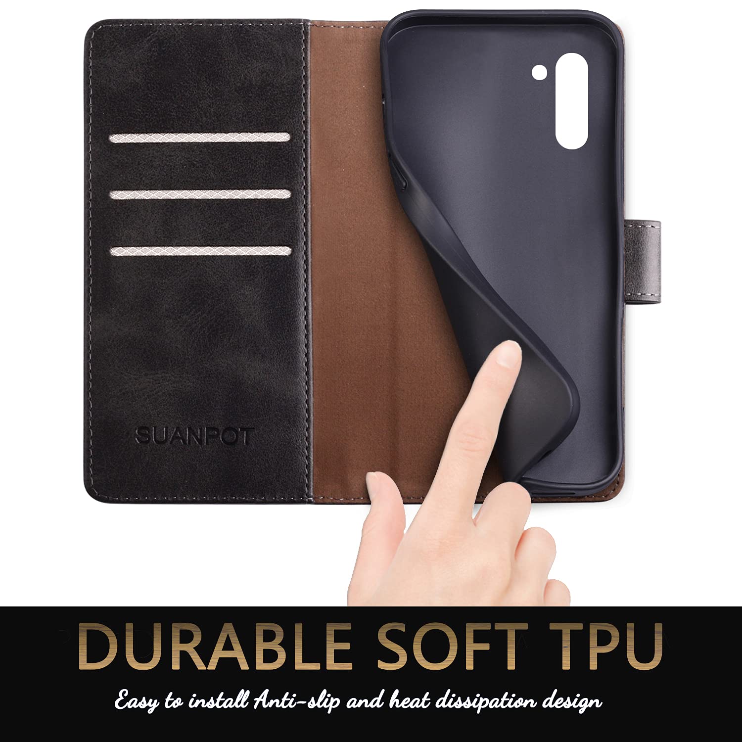 SUANPOT RFID Blocking Leather Wallet Case for Samsung Galaxy Note 10 (6.3