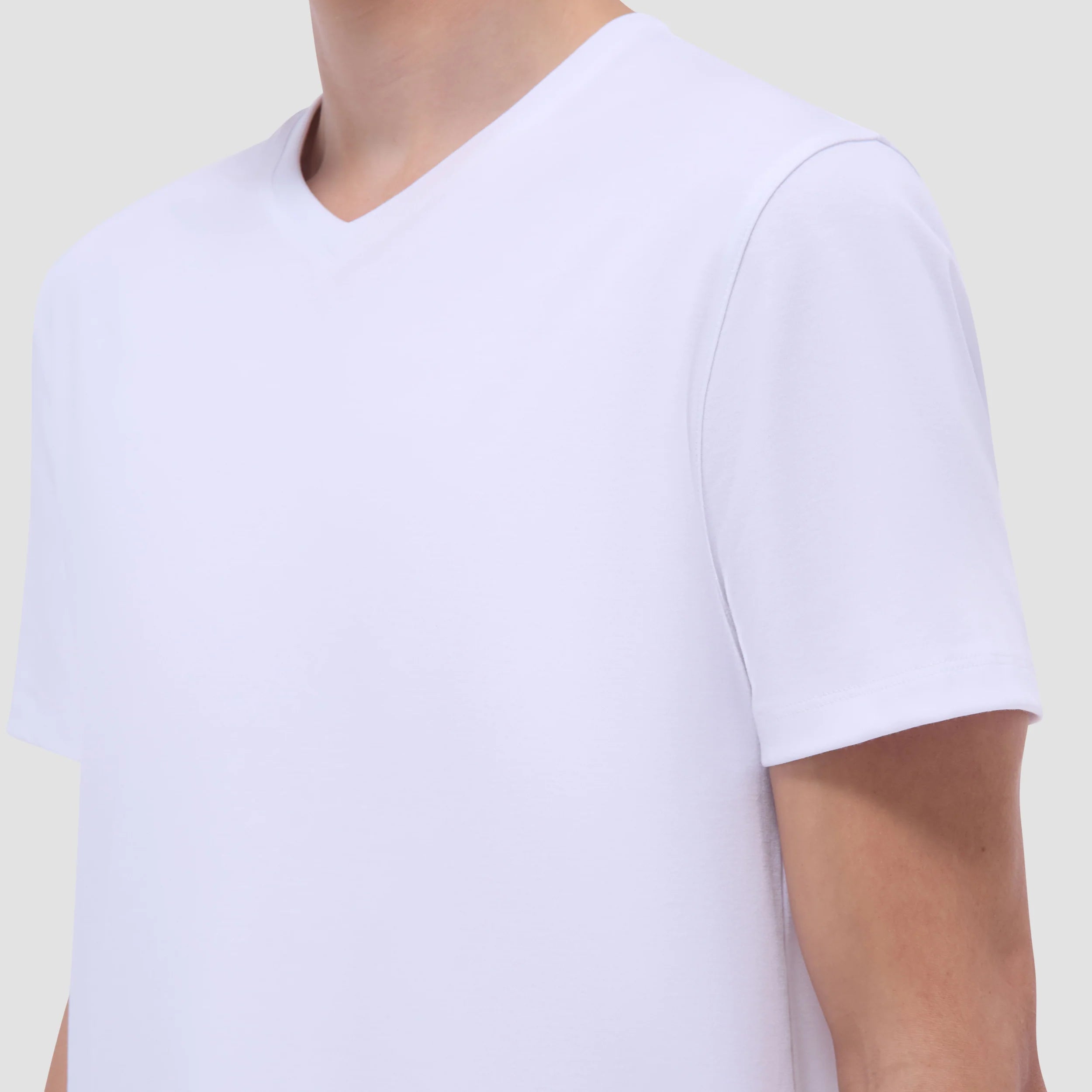 Bugatchi Holden Premium Pima Cotton V-Neck T-Shirt for Men - Soft & Breathable White Tee - Perfect for Casual Wear, Layering & Everyday Comfort