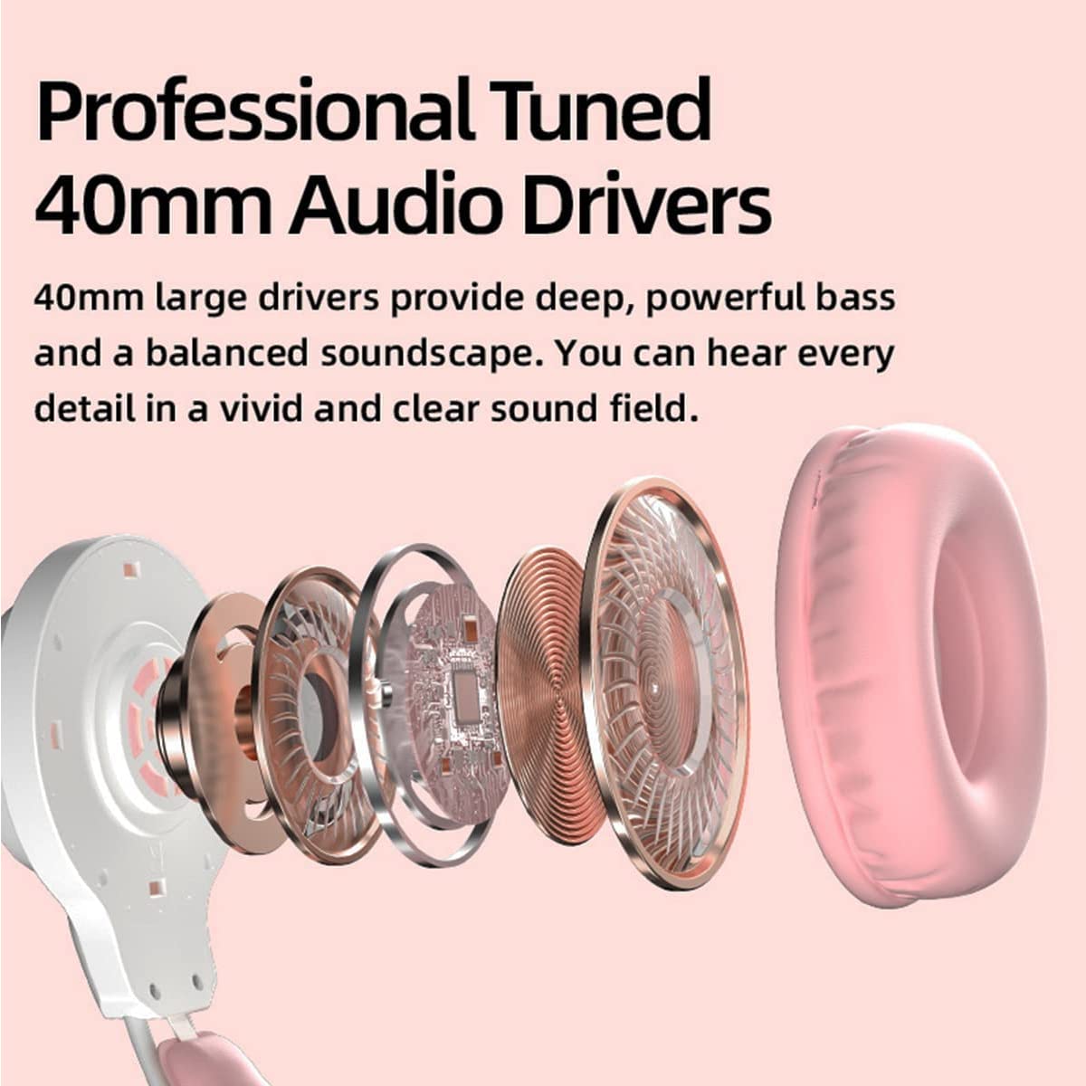 Wireless Gaming Headset with Detachable Cat Ears - 3.5mm Wired RGB Headphones with Adjustable Mic, Memory Foam Ear Cushions & Noise Cancelling for Xbox, PS5, Switch, PC, Mac, Mobile - Perfect for Streaming, Esports & Late-Night Gaming (Pink)