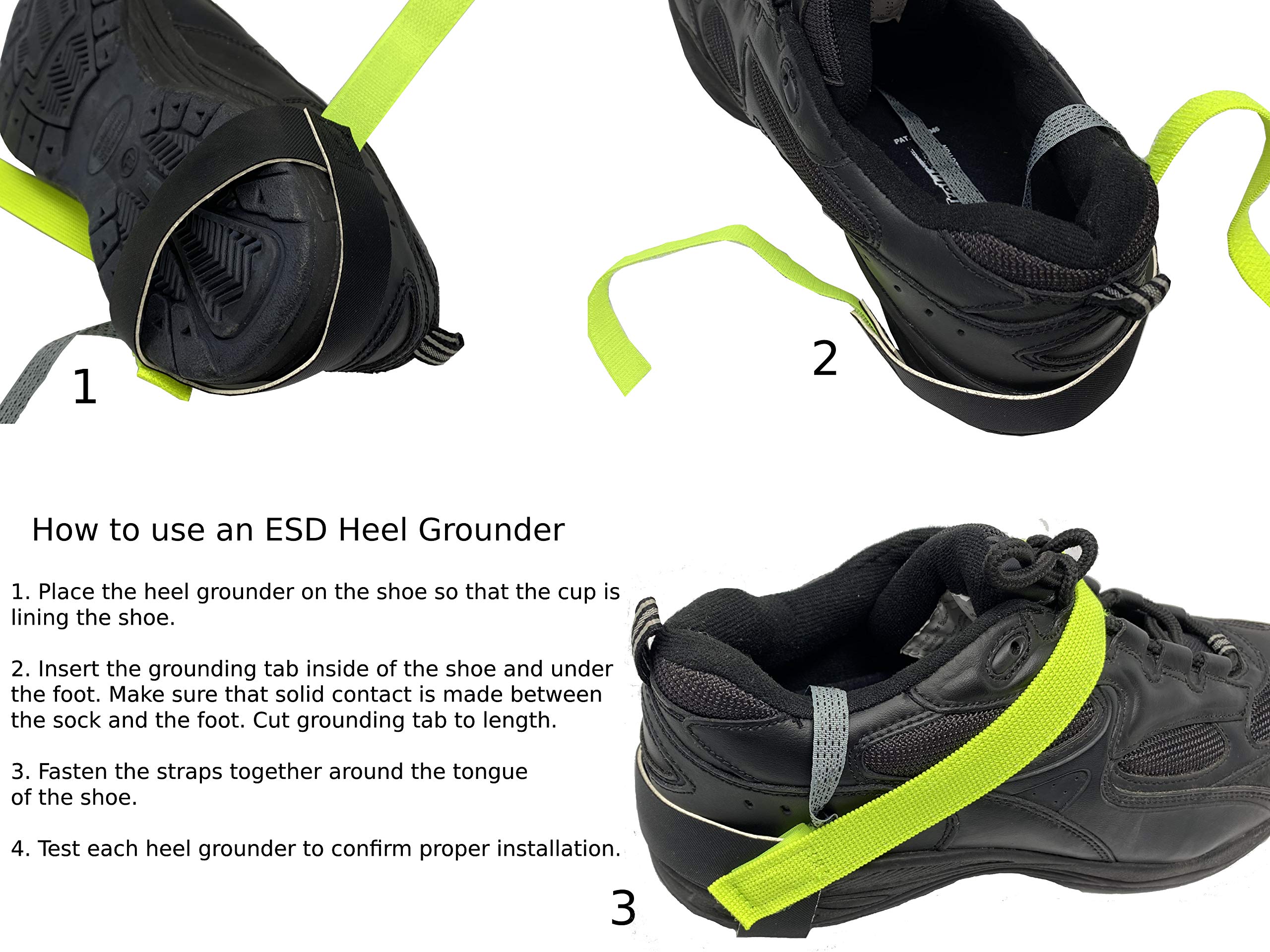 Premium 1M Ohm ESD Reusable Heel Straps - Adjustable Anti Static Grounding Straps for Electronics Protection (20-Pack, Black) | Ideal for Workbenches, Labs & Static-Sensitive Environments