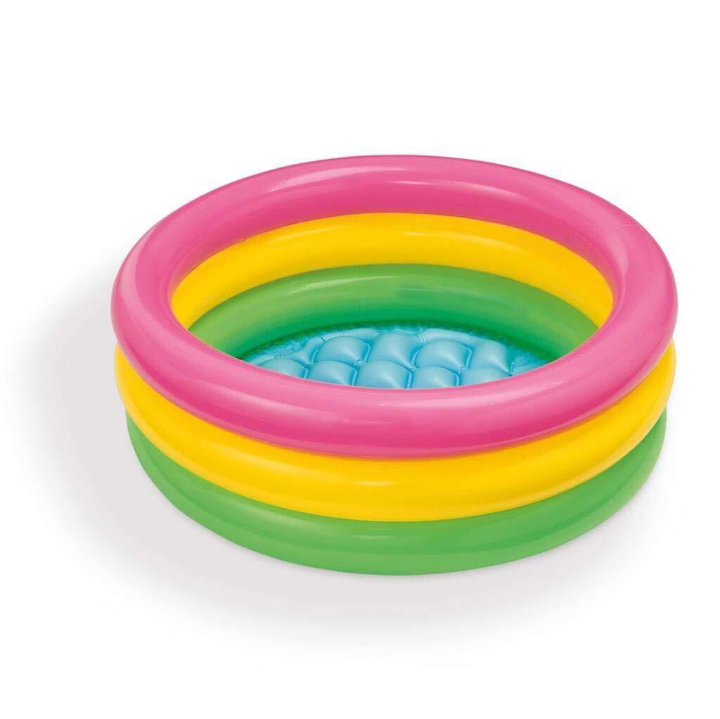 Intex Sunset Glow 3-Ring Baby Pool - 61 x 22 cm Inflatable Kids Swimming Pool for Toddlers | Perfect for Backyard, Beach & Summer Water Play