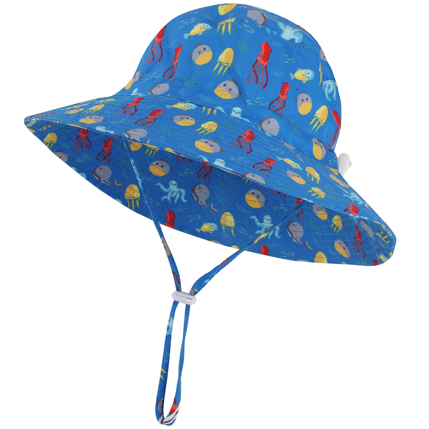 UPF 50+ Baby Sun Hat for Boys & Girls - Adjustable Wide Brim Toddler Beach Hat for Swimming, Outdoor Play & Summer Protection - Infant Bucket Hat for Sun Safety at Park, Poolside or Vacation