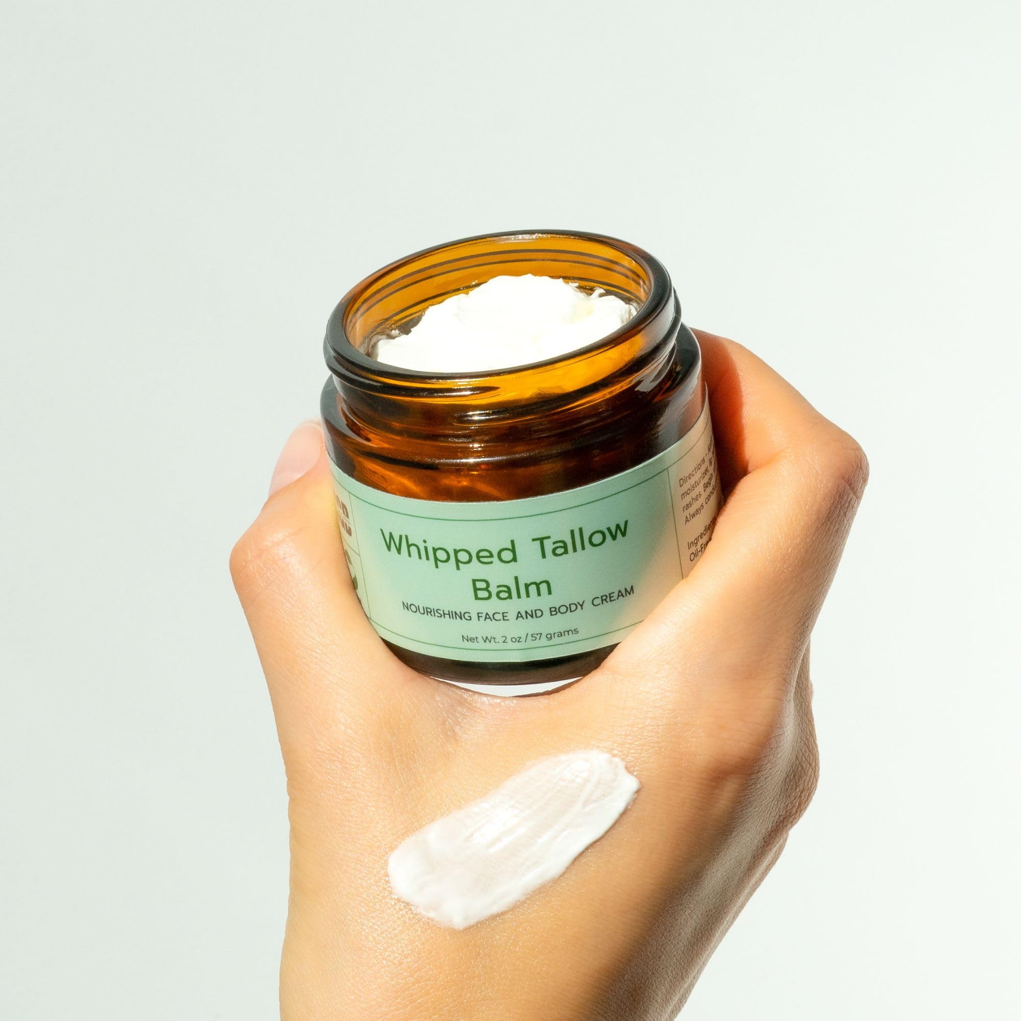 Organic Grass-Fed Beef Tallow Balm for Skin - 100% Natural Whipped Body Butter with Jojoba Oil & Calendula | Herb-Infused & Unscented Face Cream, Moisturizer & Body Lotion (2 oz) | Perfect for Dry Skin, Eczema & Sensitive Skin Care Routine