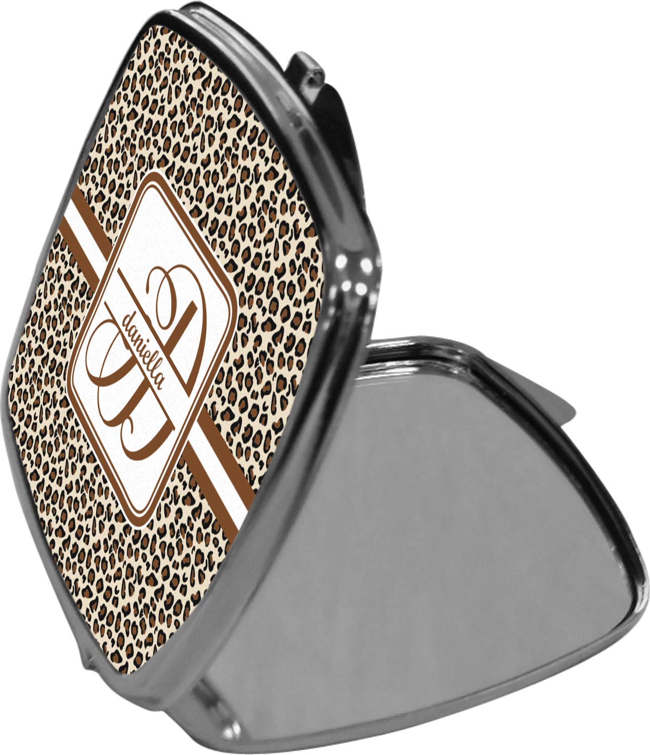 Personalized Leopard Print Compact Makeup Mirror - Portable Travel Vanity Mirror for Women, Perfect for Home, Office, and On-the-Go Touch Ups