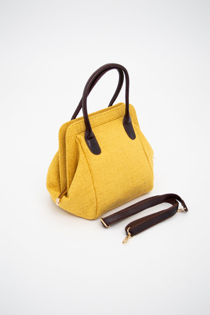 Kelly 800 Genuine Leather Handbag for Women - Mustard Yellow Crossbody Purse - Perfect for Work, Travel & Everyday Use