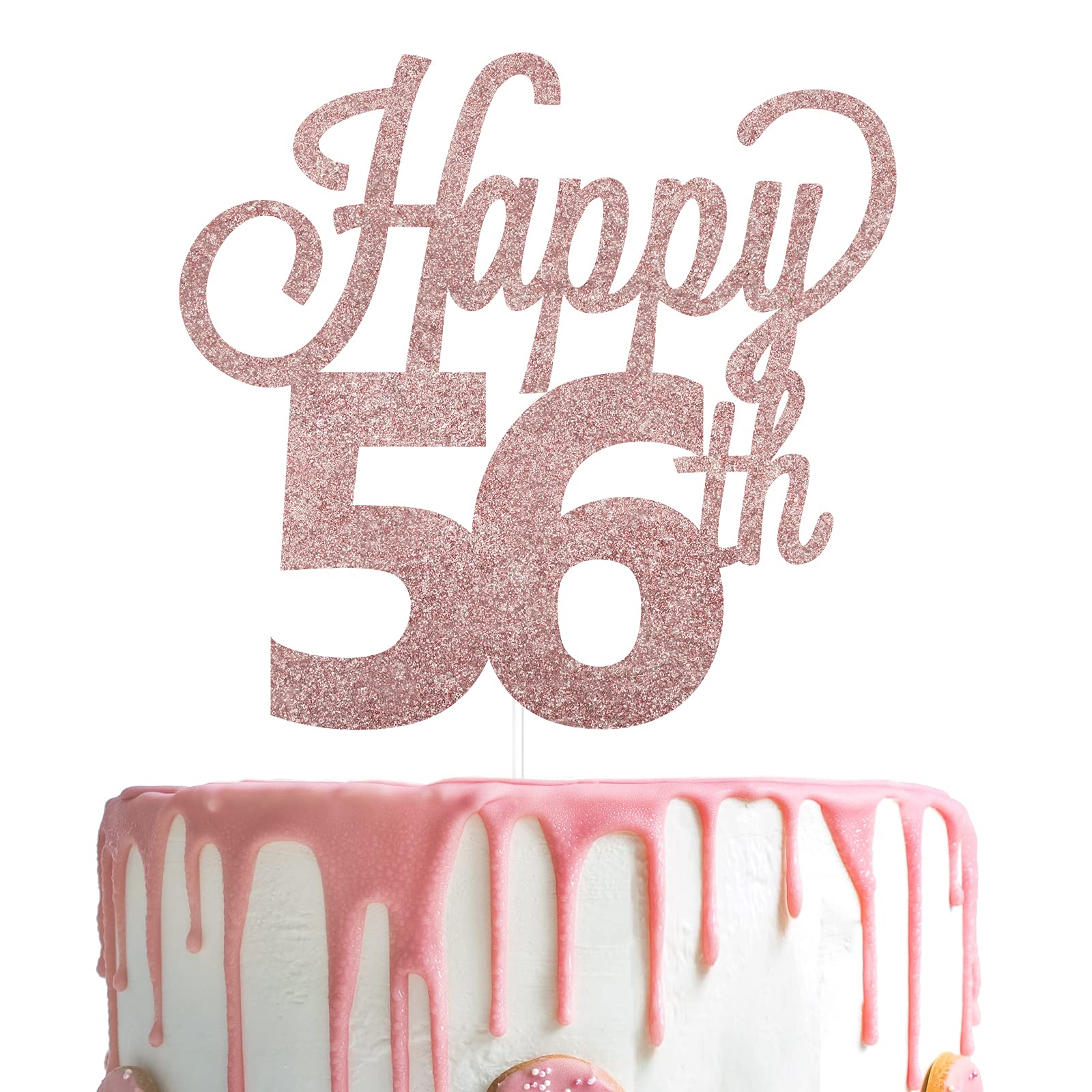 LINGTEER 56th Birthday Cake Topper - Cheers to 56 Years Old Party Decorations | Elegant Cake Centerpiece for Birthday Celebrations, Anniversaries & Retirement Parties