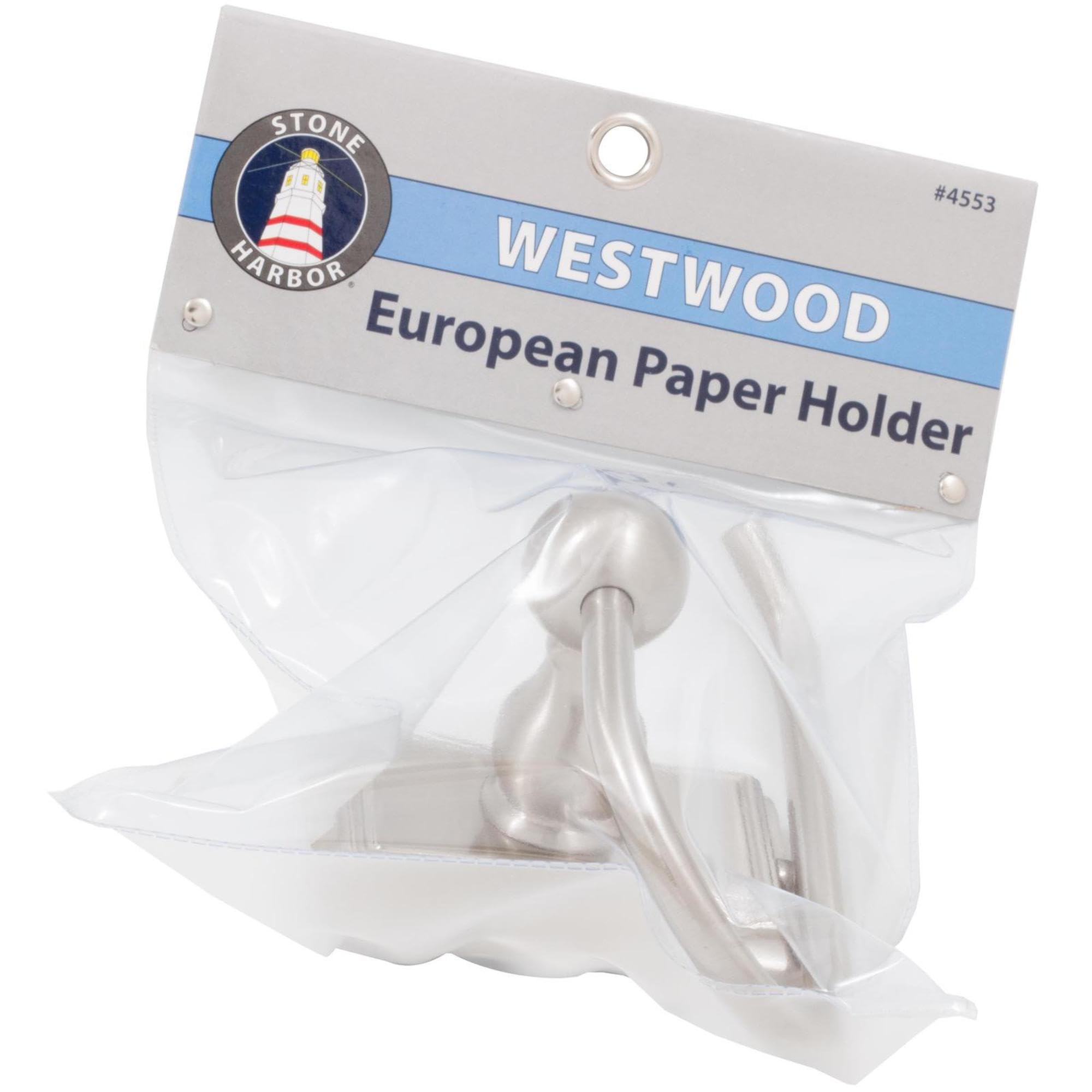 Stone Harbor Hardware Westwood European Paper Holder in Satin Nickel - Elegant Bathroom & Kitchen Towel Holder for Home Decor