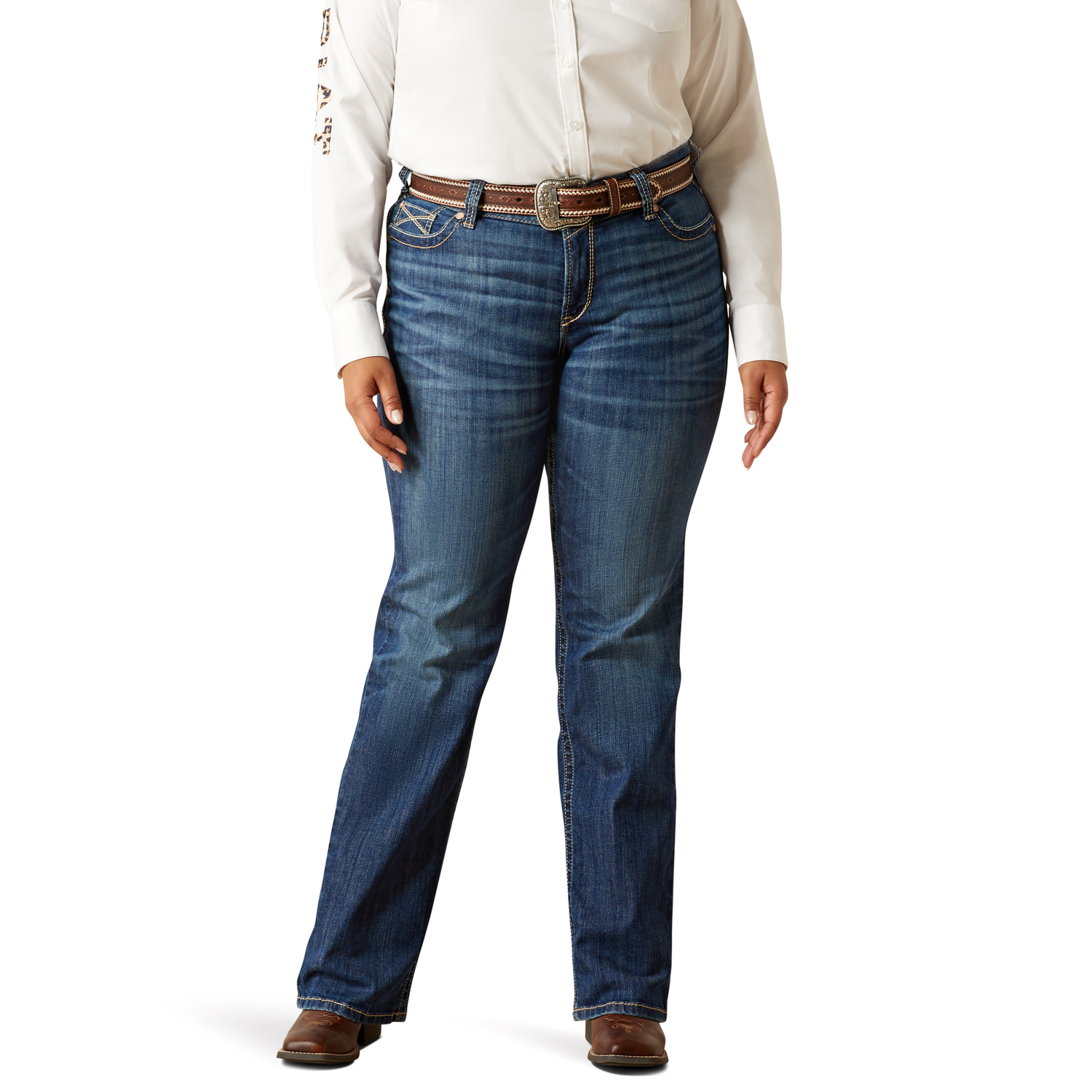 Ariat Women's R.E.A.L Mid Rise Straight Leg Jeans - Everlee Irvine Wash - Comfortable Denim Pants for Work, Riding & Casual Wear