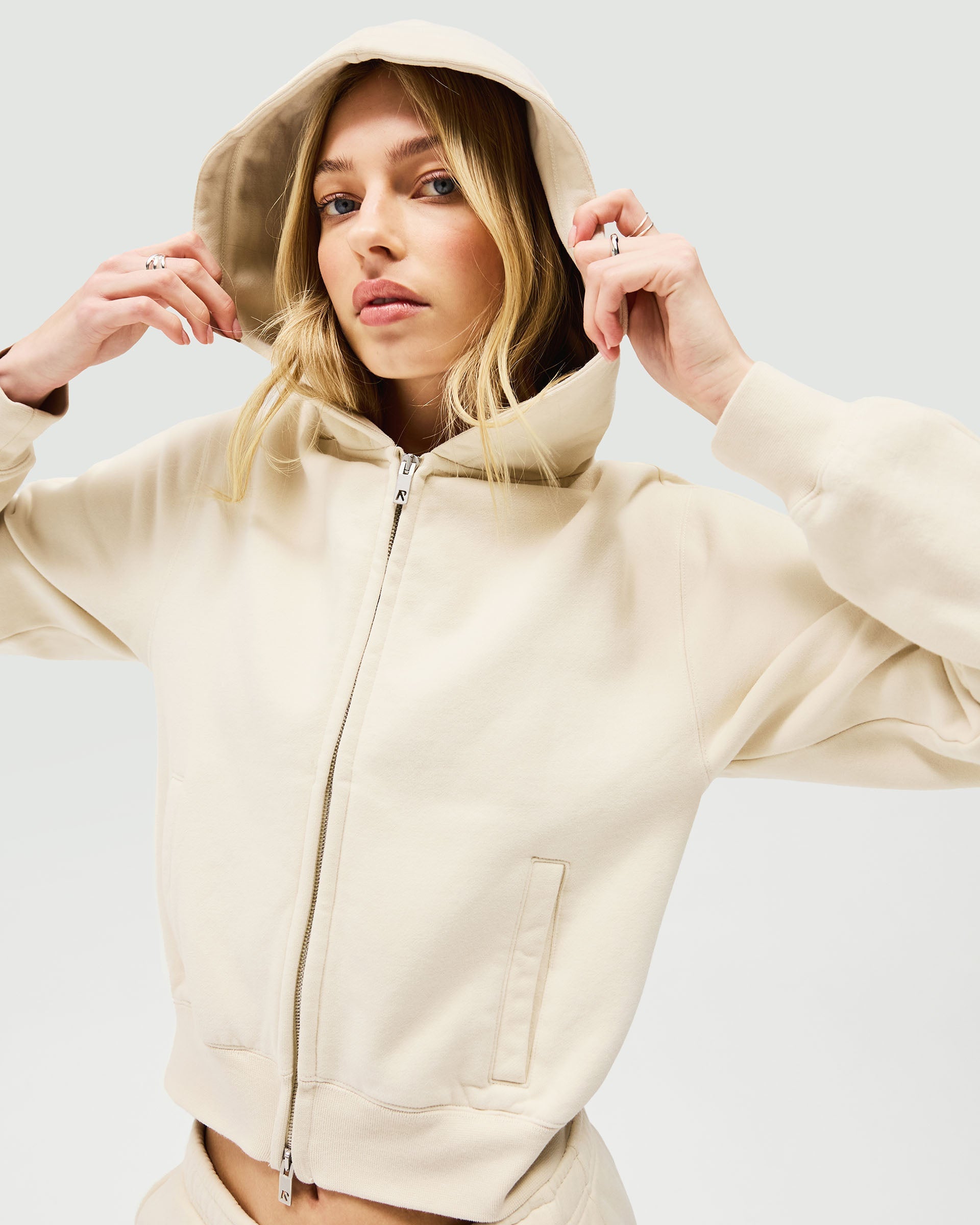 Owners Club Slim Zip Hoodie for Men & Women - Lightweight Fleece Pullover with Front Pockets - Oat Milk Color - Perfect for Casual Wear, Gym, and Outdoor Activities