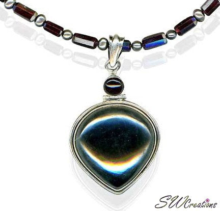 Garnet Gemstone Pearl Beaded Necklace - Elegant Jewelry for Women, Perfect for Weddings, Parties & Special Occasions