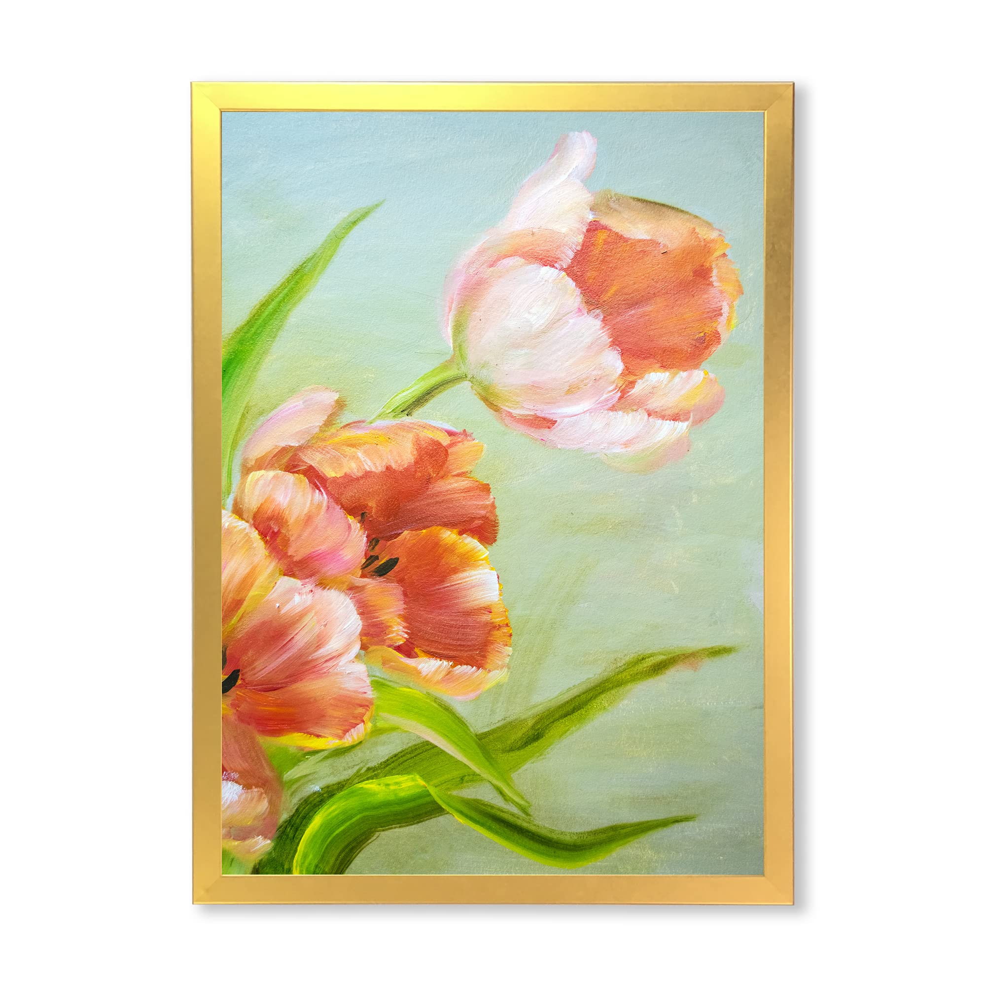 Vintage Red Tulips Flowers Traditional Framed Wall Art - Home Decor for Living Room, Bedroom & Office - Perfect Gift for Housewarming & Wedding