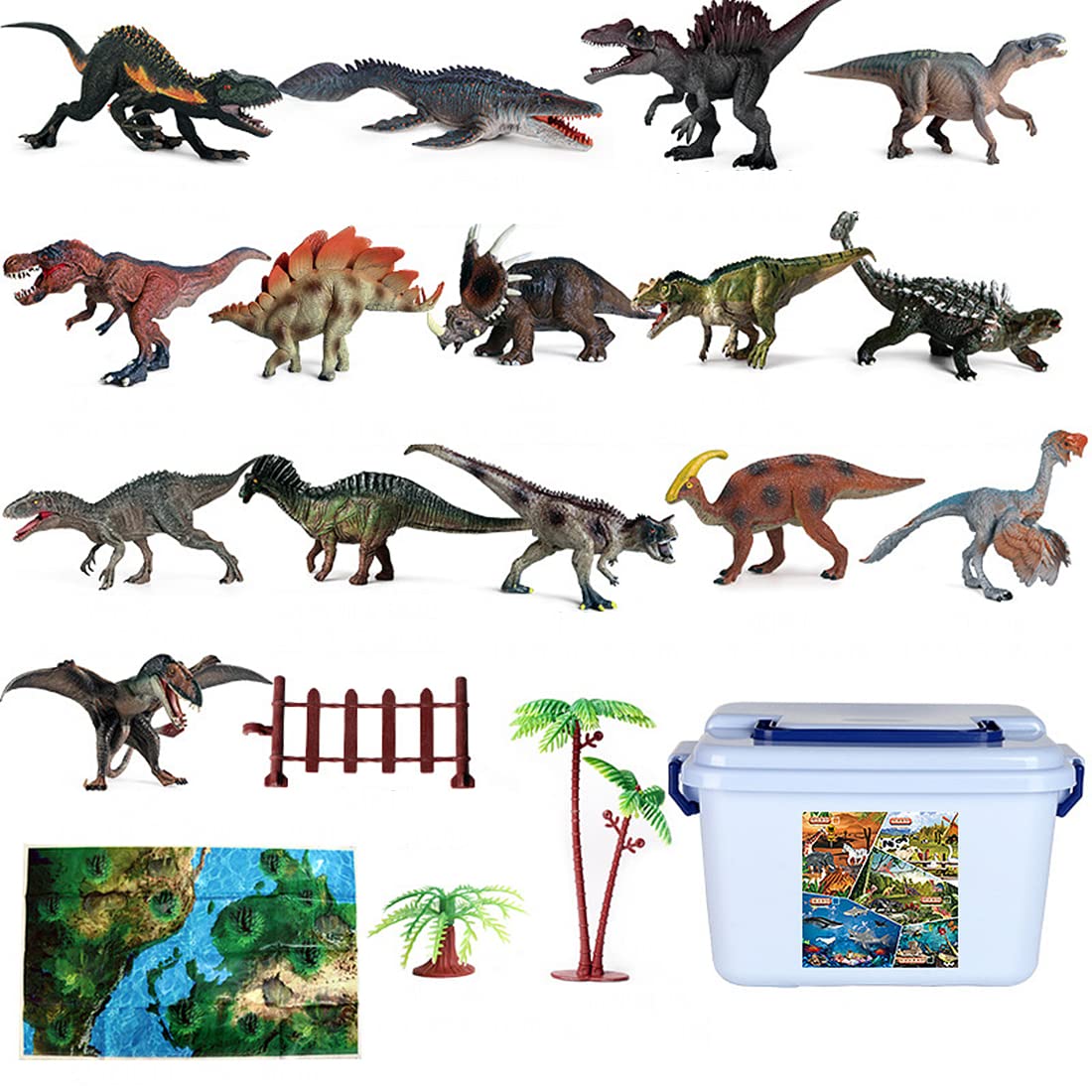 **XIAOKEKE Realistic Dinosaur Toys for Kids - 12-Piece Dinosaur Figures Set with Play Mat & Trees, Educational STEM Learning Toys for Boys & Girls | Perfect for Imaginative Play, Birthday Gifts & Classroom Activities**