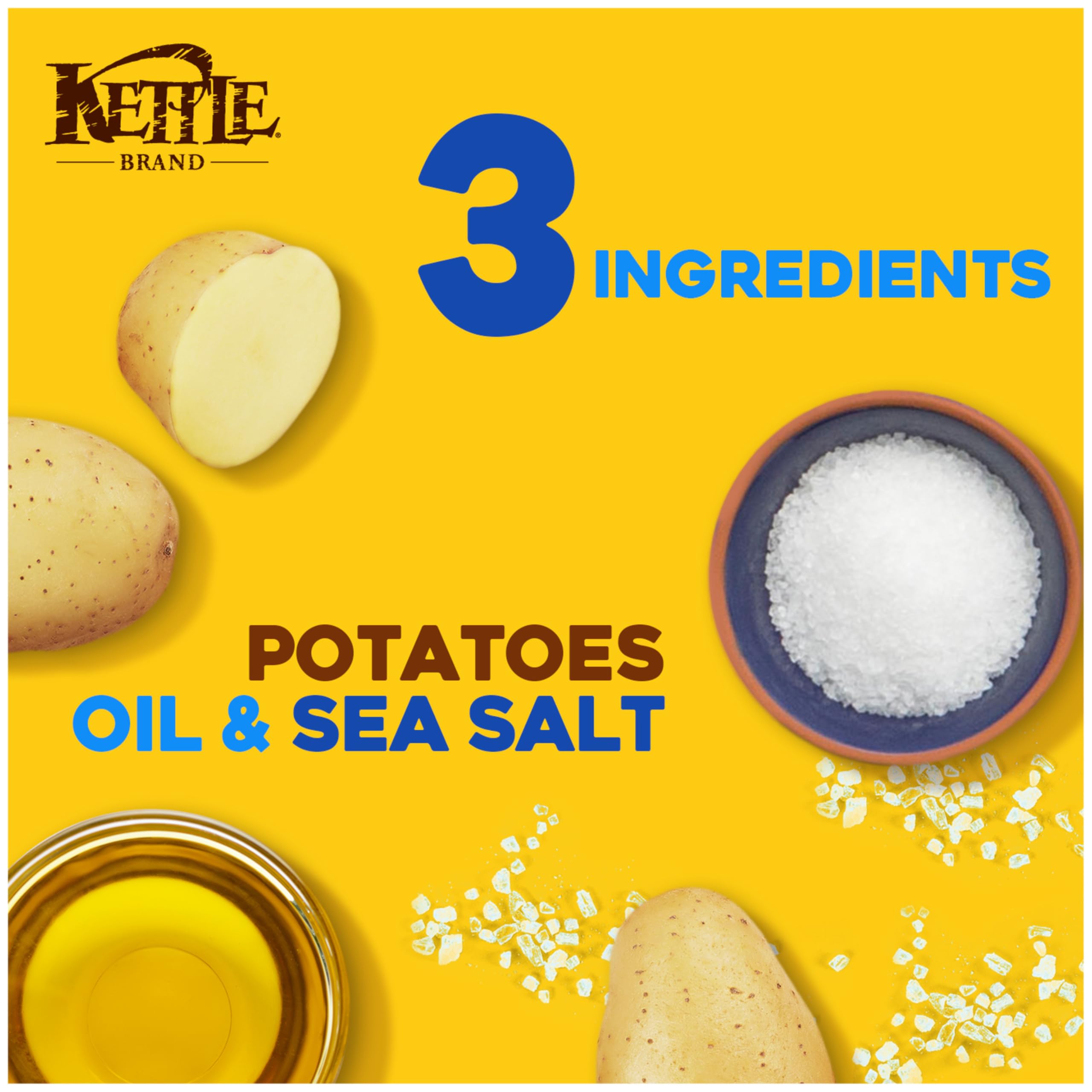 Kettle Brand Sea Salt Potato Chips 13oz - Crunchy Gluten-Free Snacks for Parties, Picnics & Movie Nights